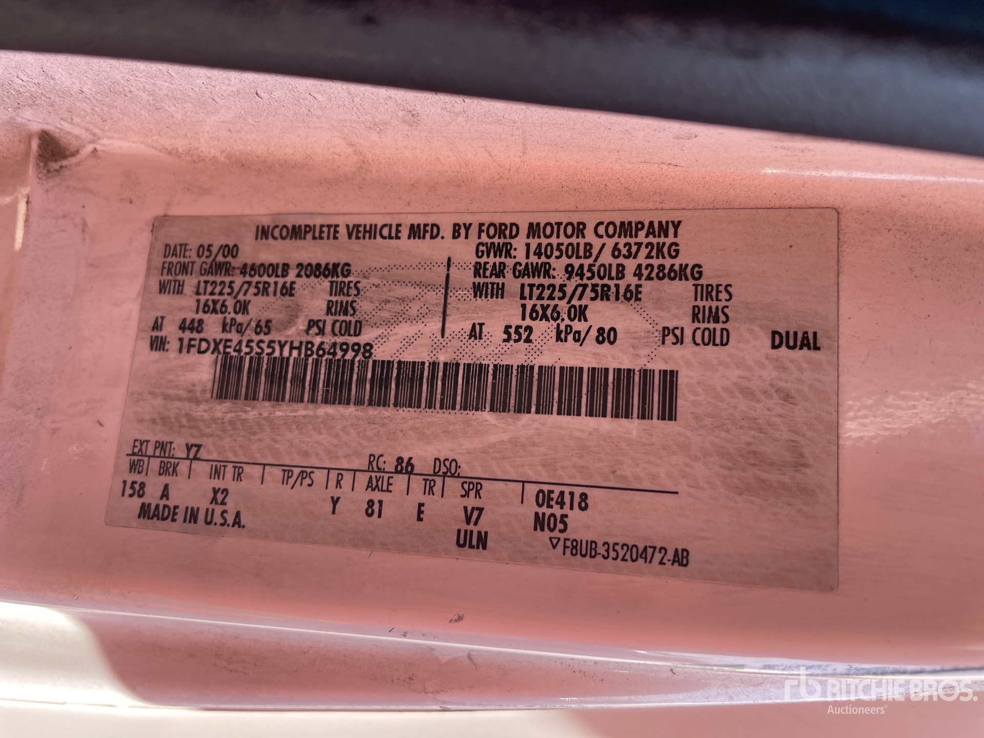 General Appearance with Serial Number / VIN