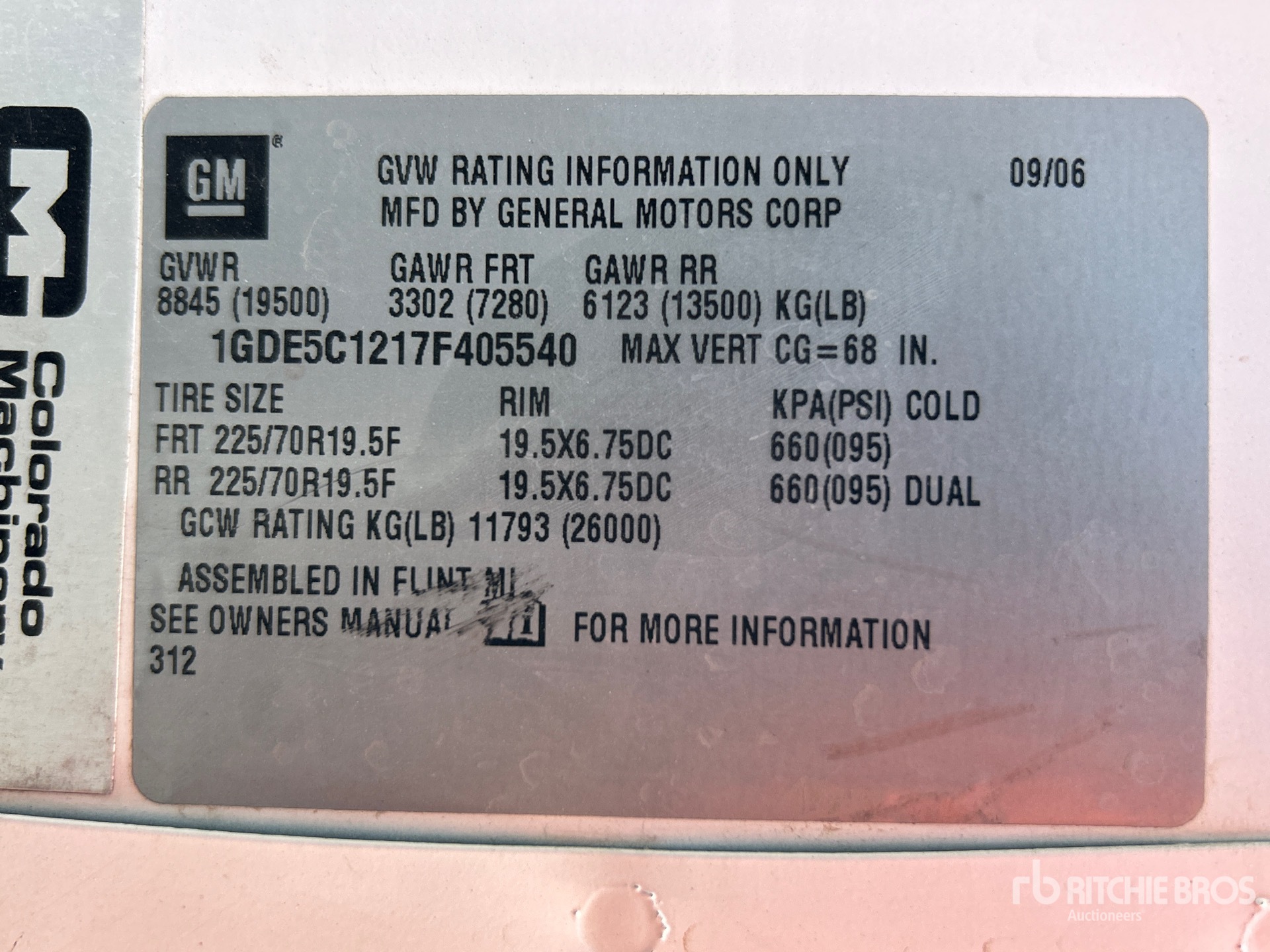 General Appearance with Serial Number / VIN