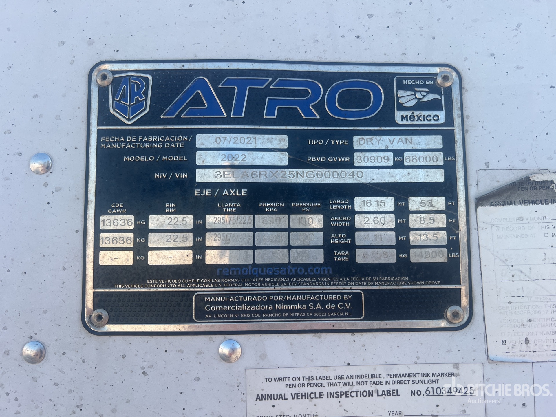 General Appearance with Serial Number / VIN