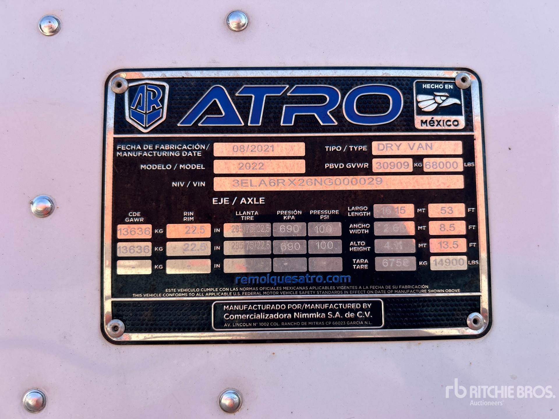 General Appearance with Serial Number / VIN