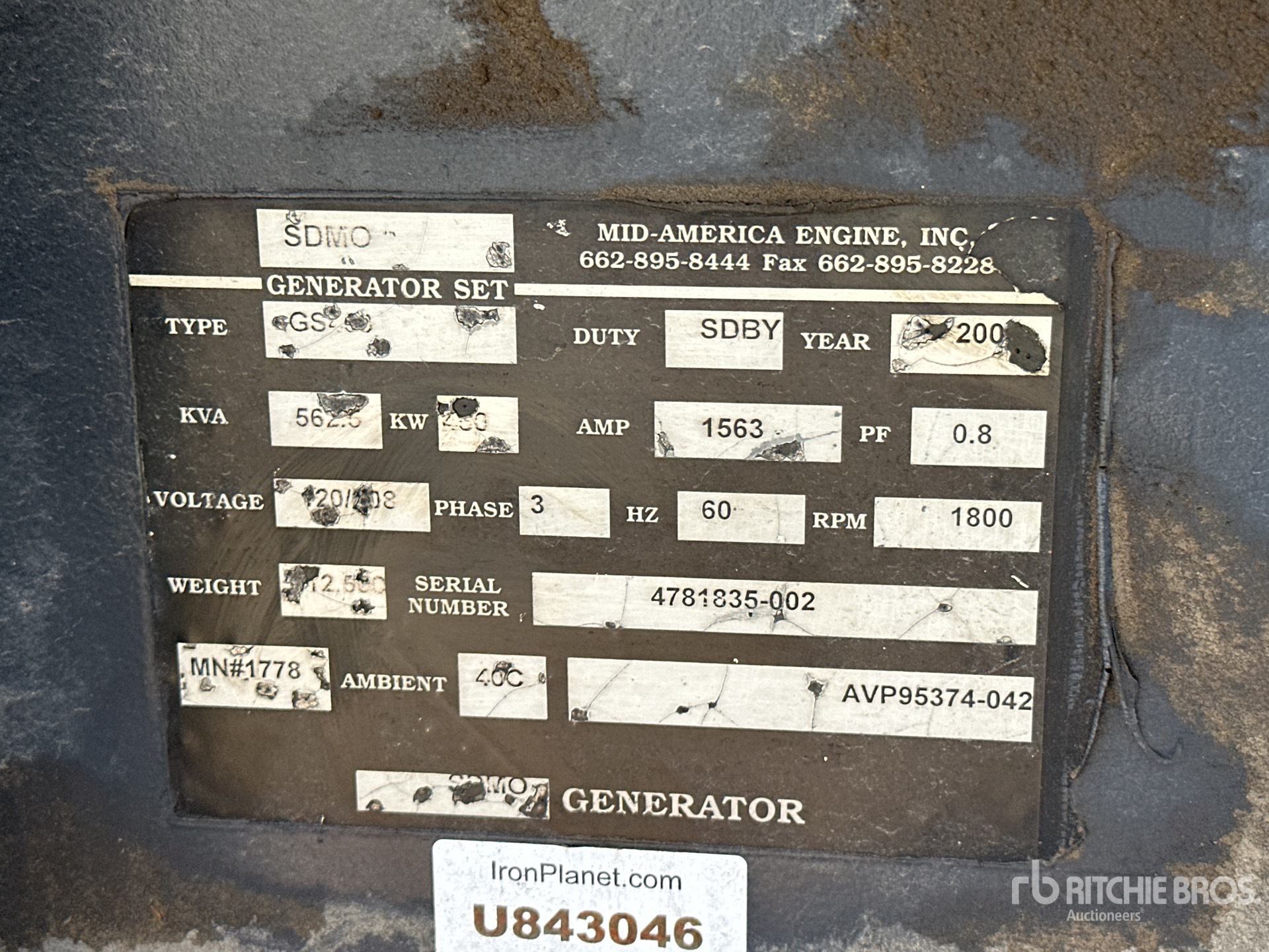 General Appearance with Serial Number / VIN