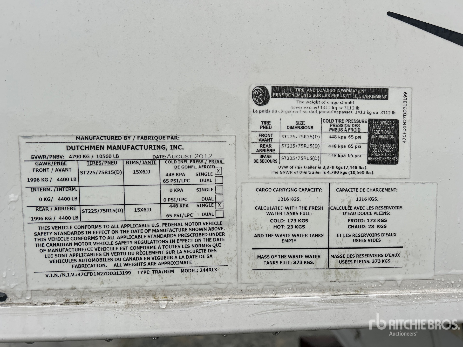 General Appearance with Serial Number / VIN