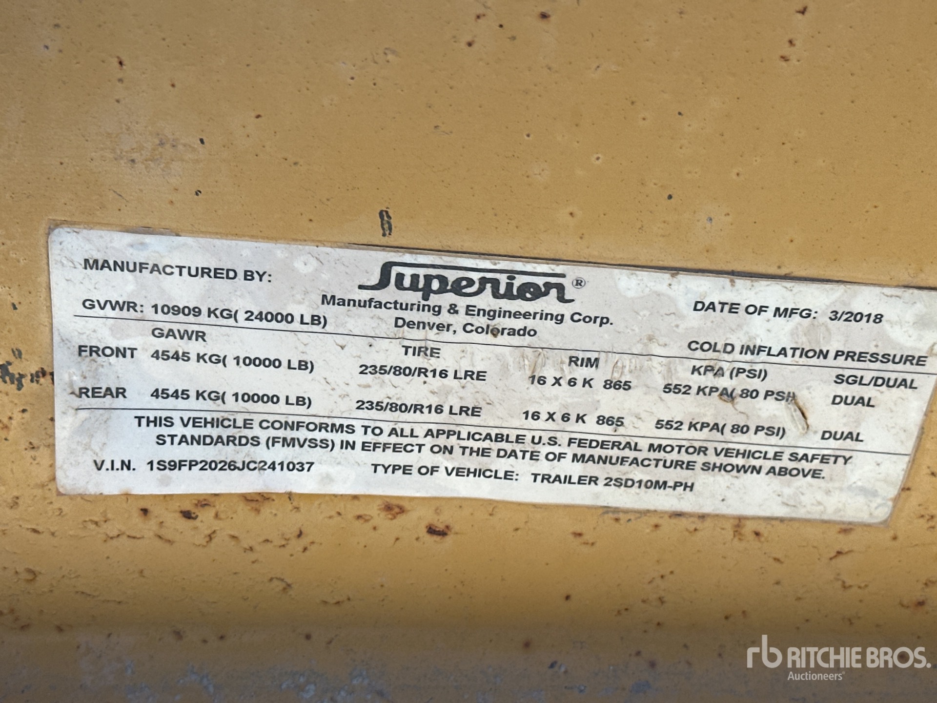 General Appearance with Serial Number / VIN