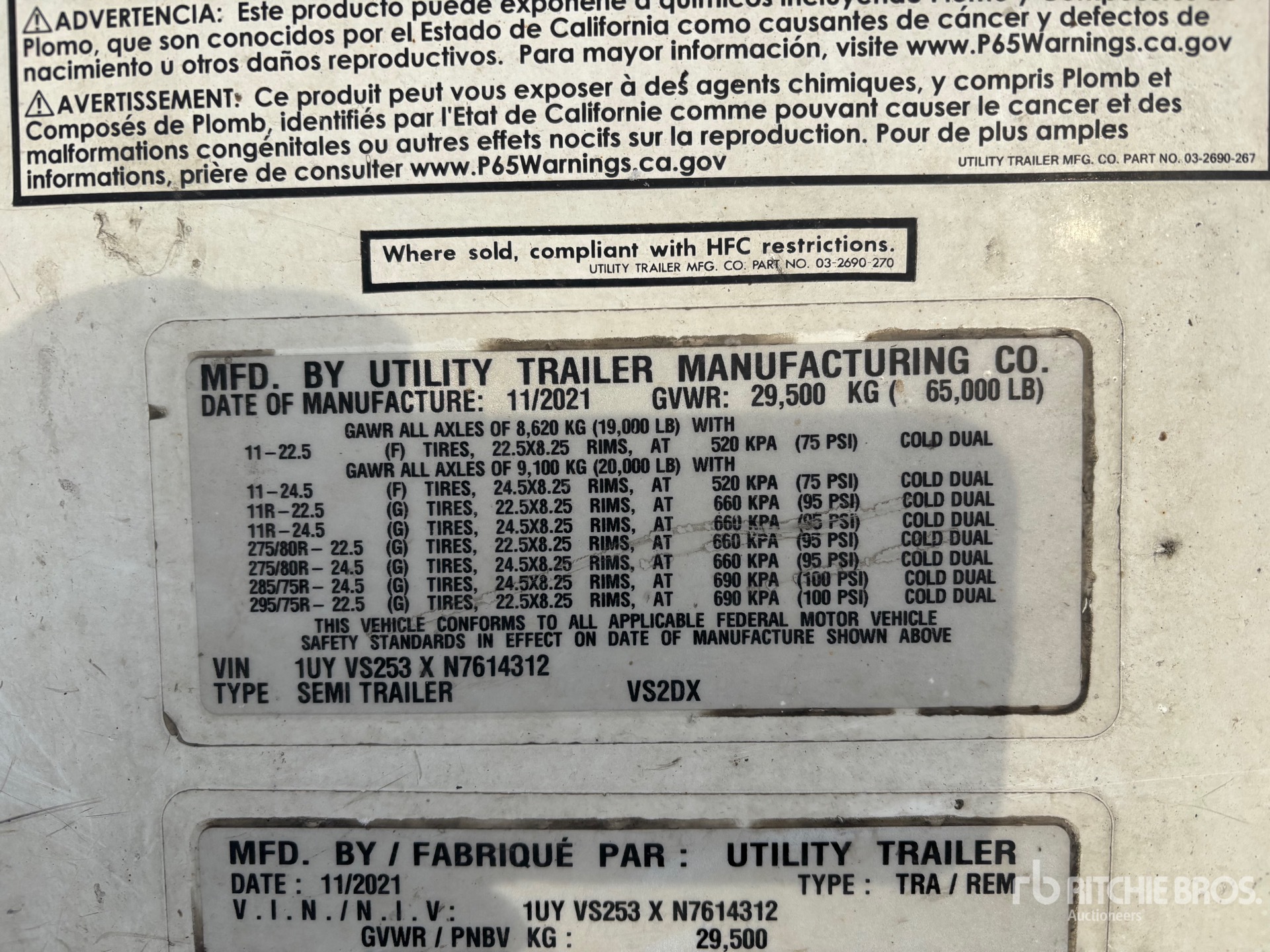 General Appearance with N.º de serie/VIN