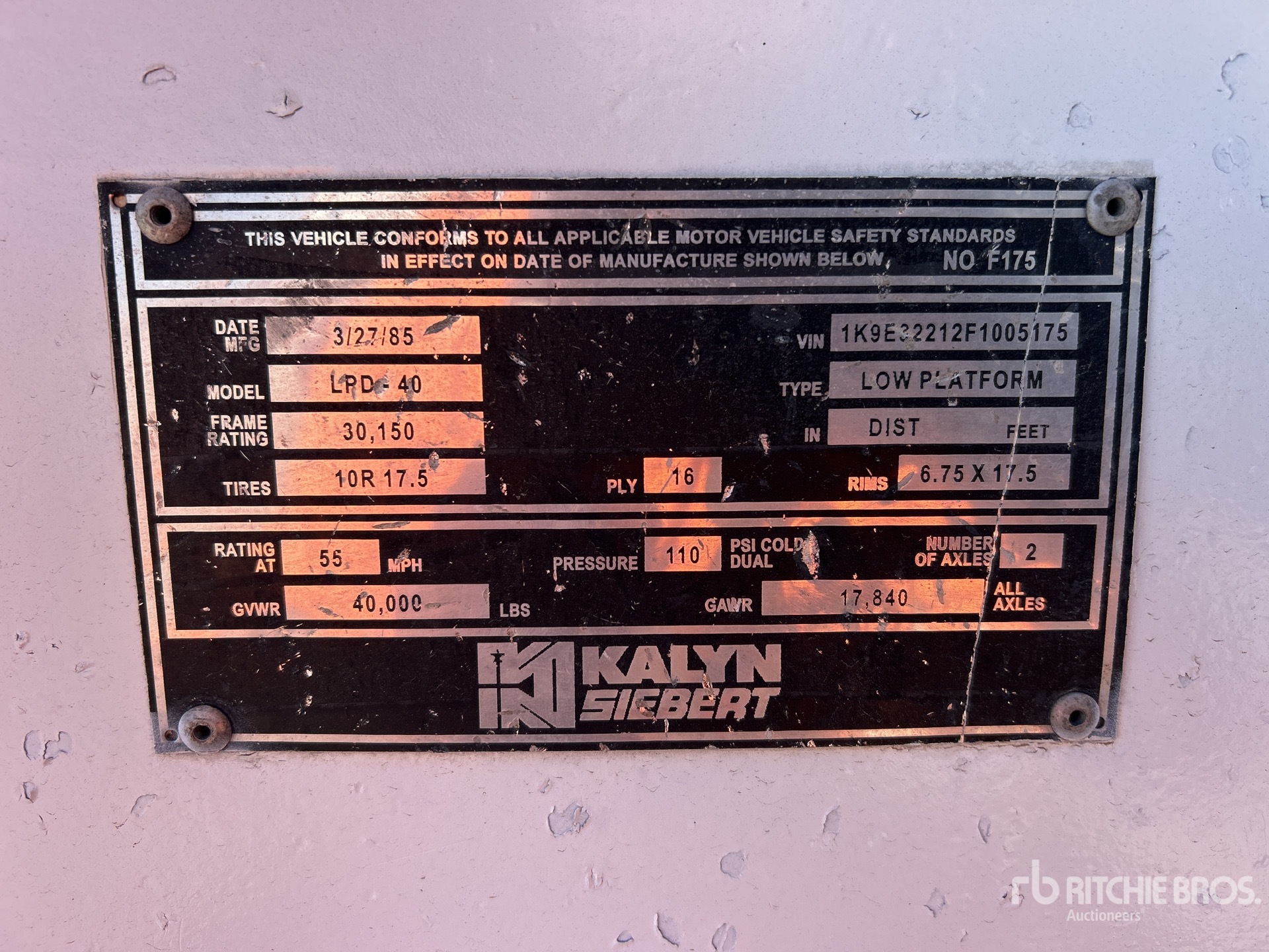 General Appearance with Serial Number / VIN