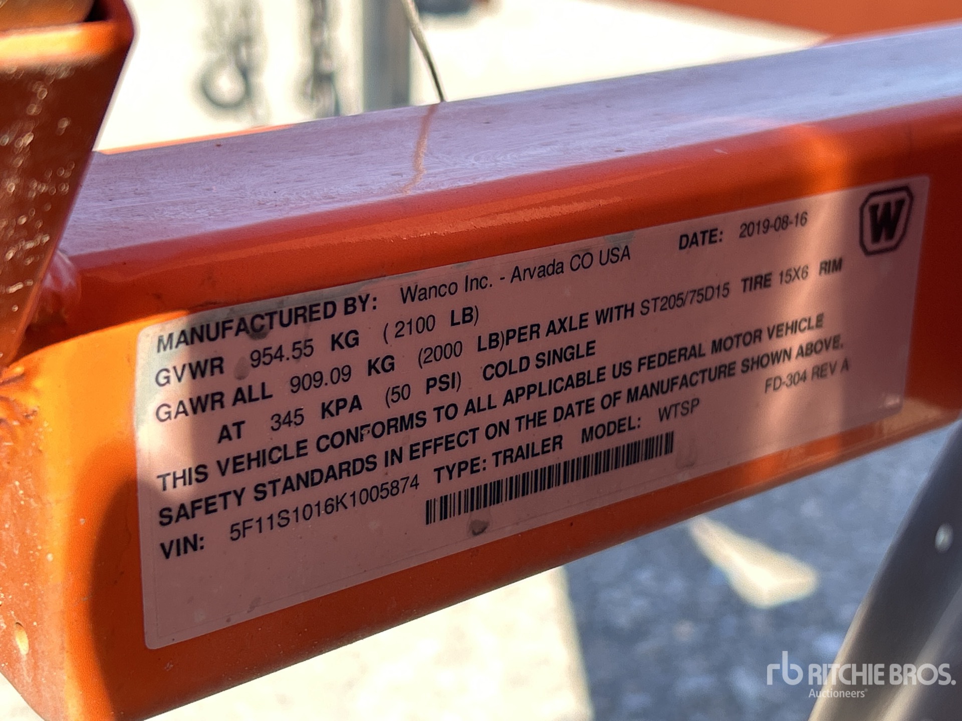 General Appearance with Serial Number / VIN