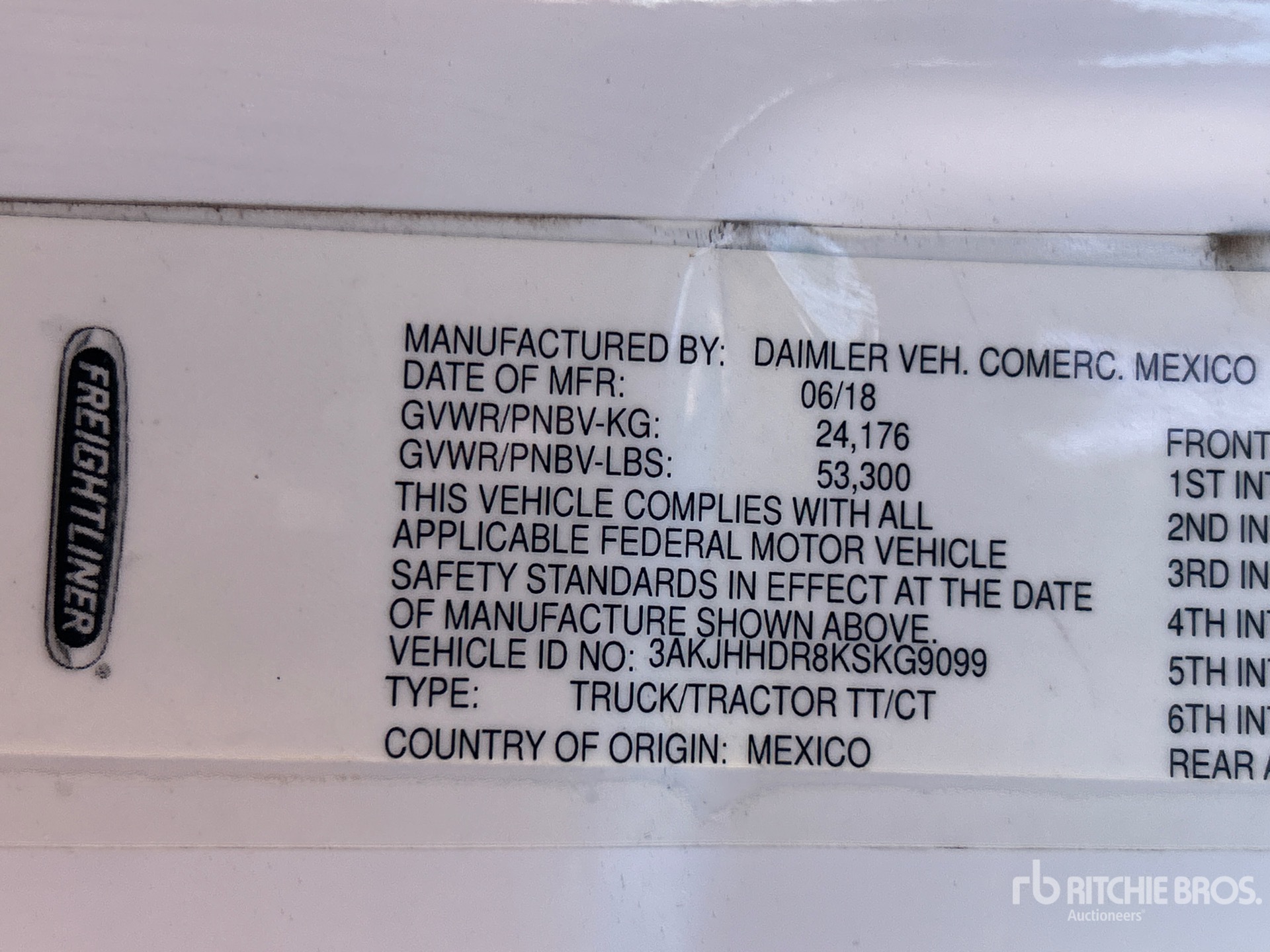 General Appearance with Serial Number / VIN