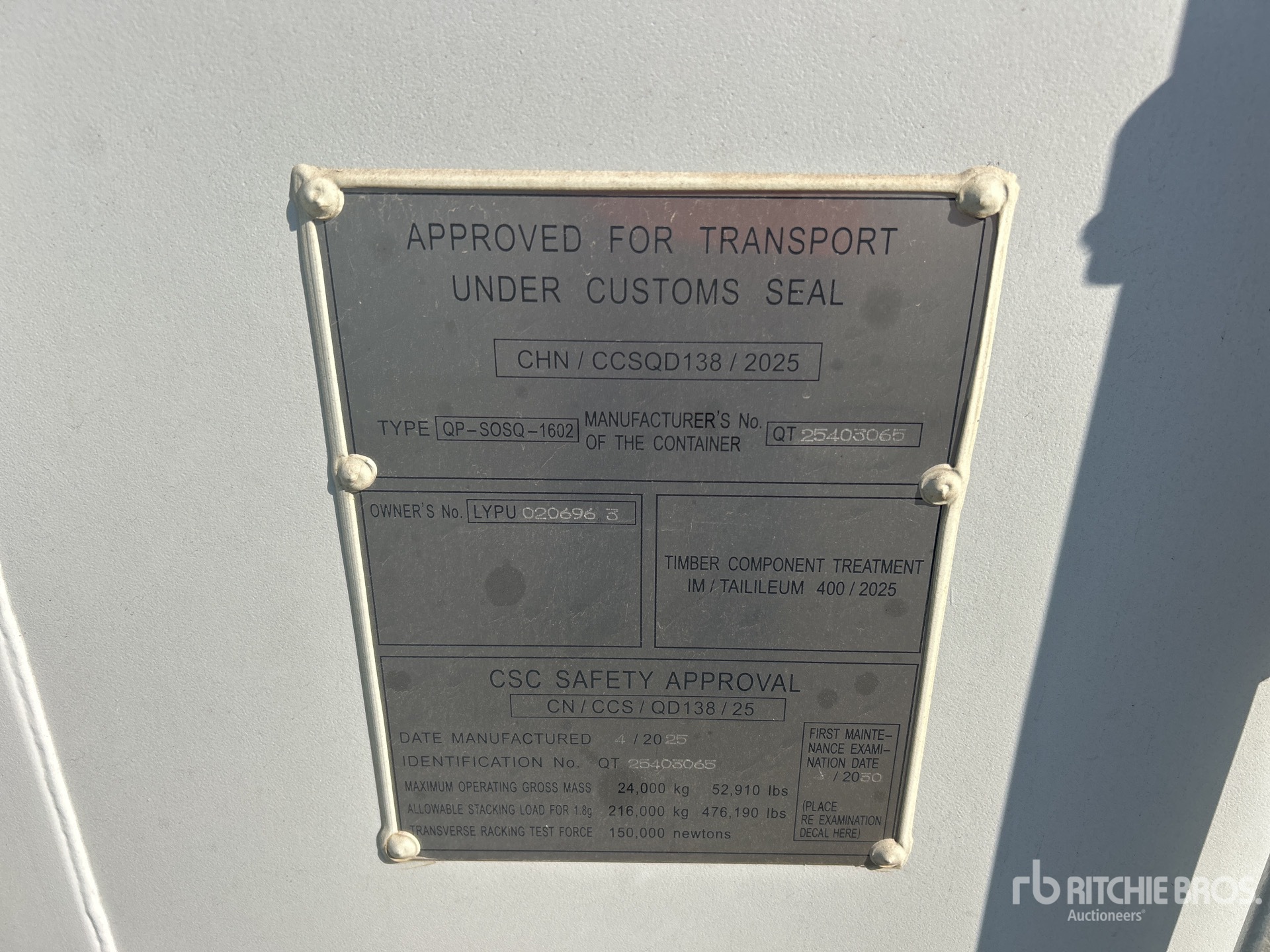 General Appearance with Serial Number / VIN