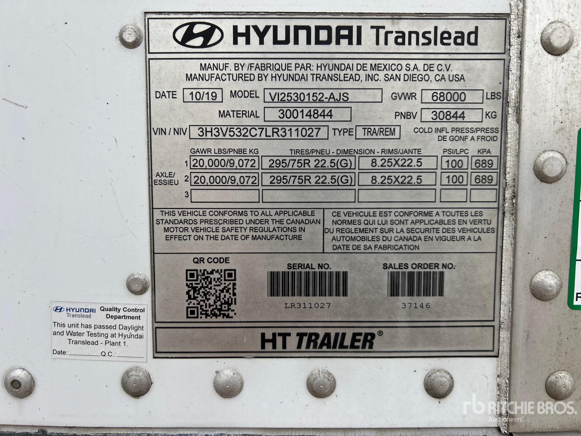 General Appearance with Serial Number / VIN