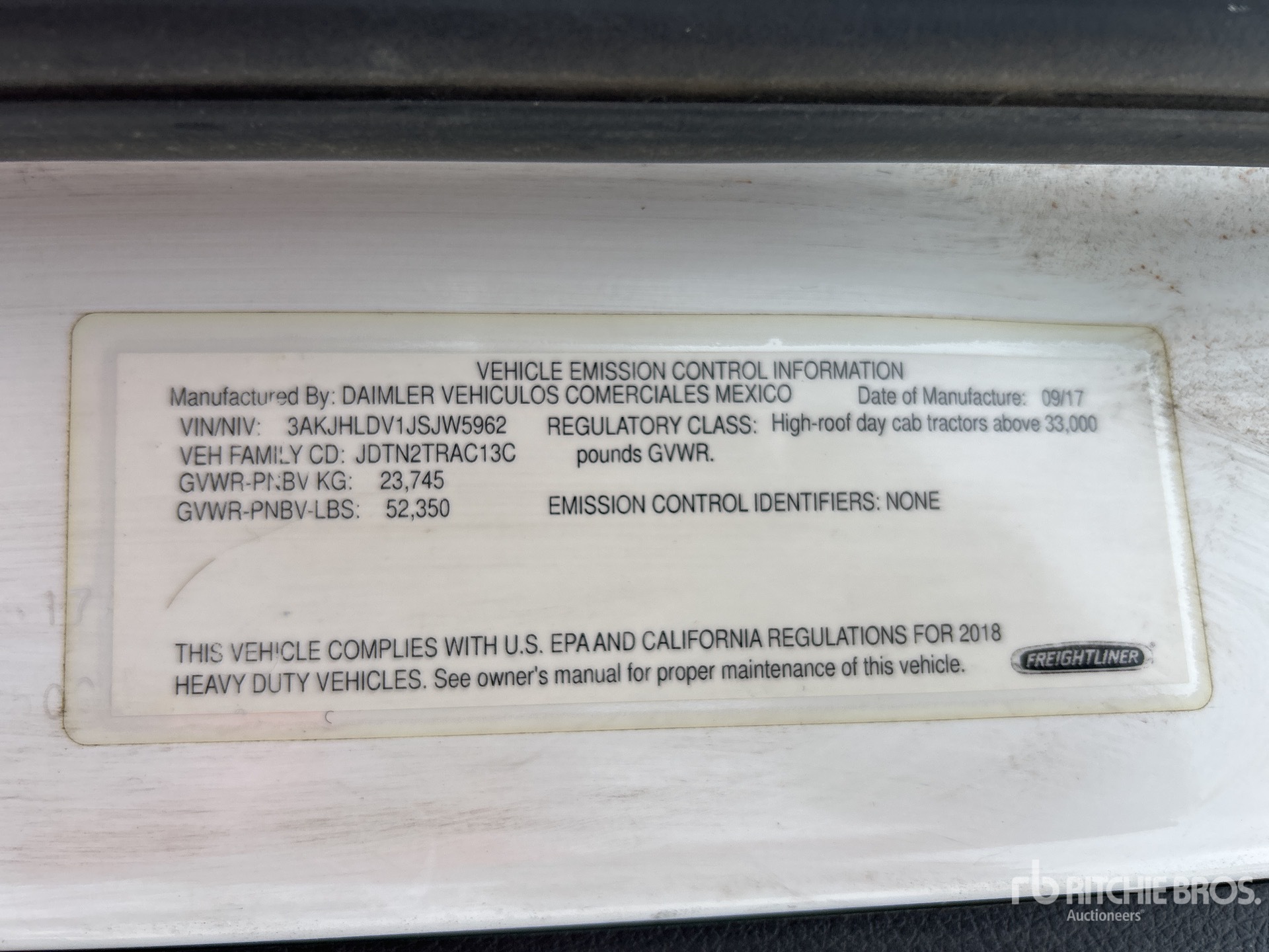 General Appearance with Serial Number / VIN