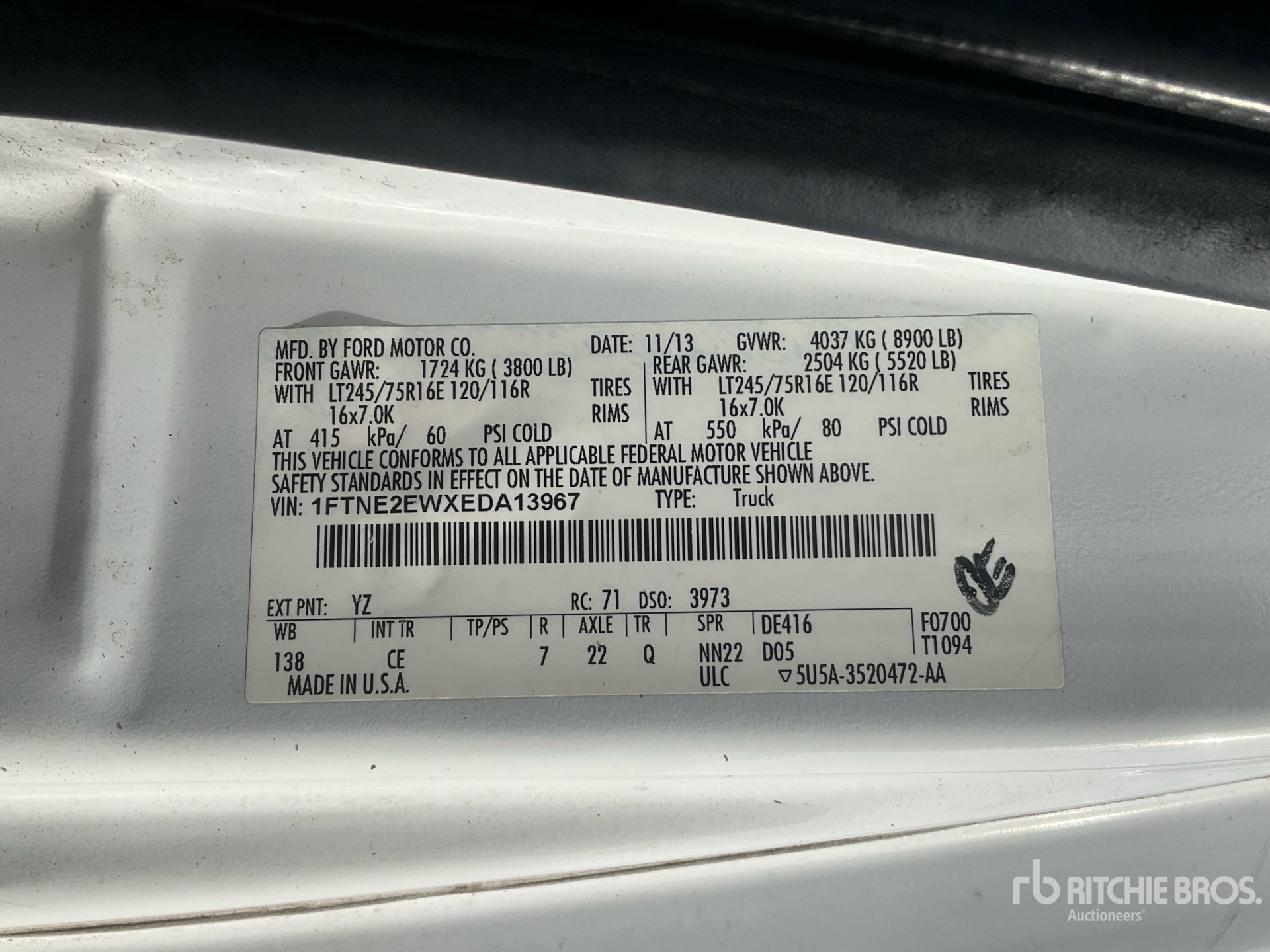 General Appearance with Serial Number / VIN