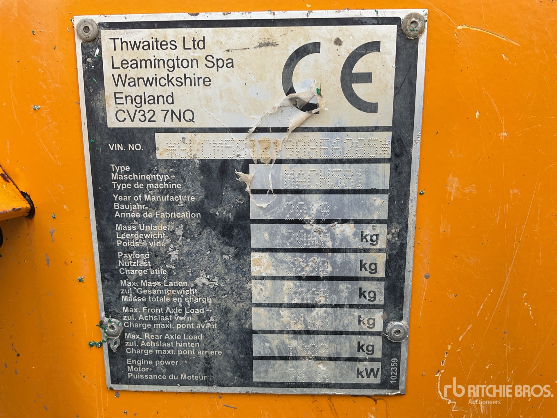 General Appearance with Serial Number / VIN