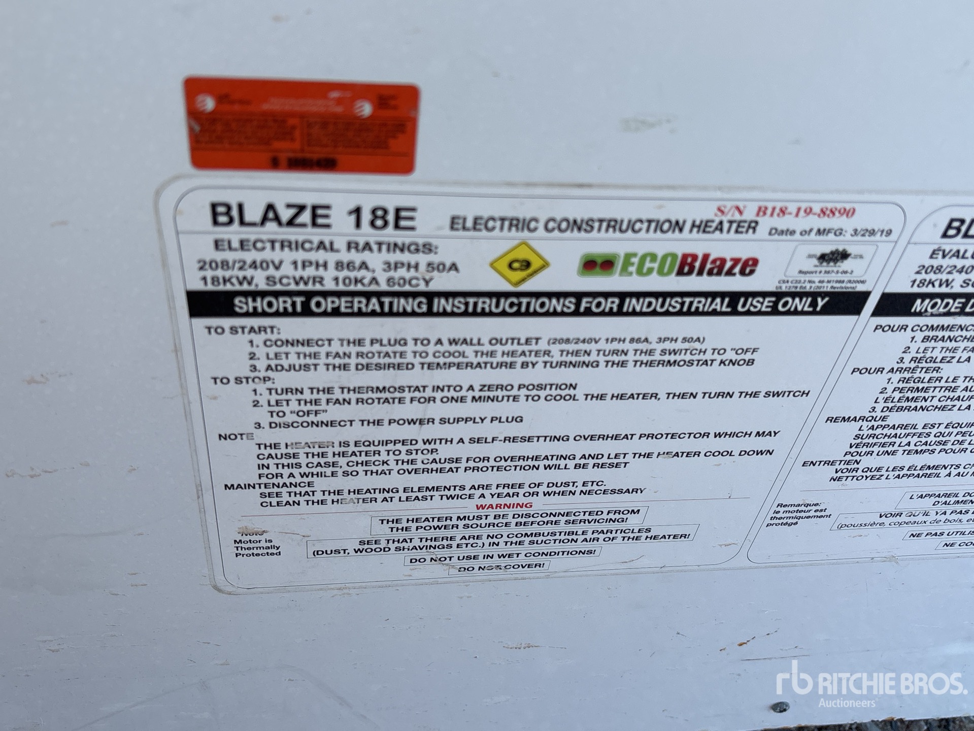 General Appearance with Serial Number / VIN