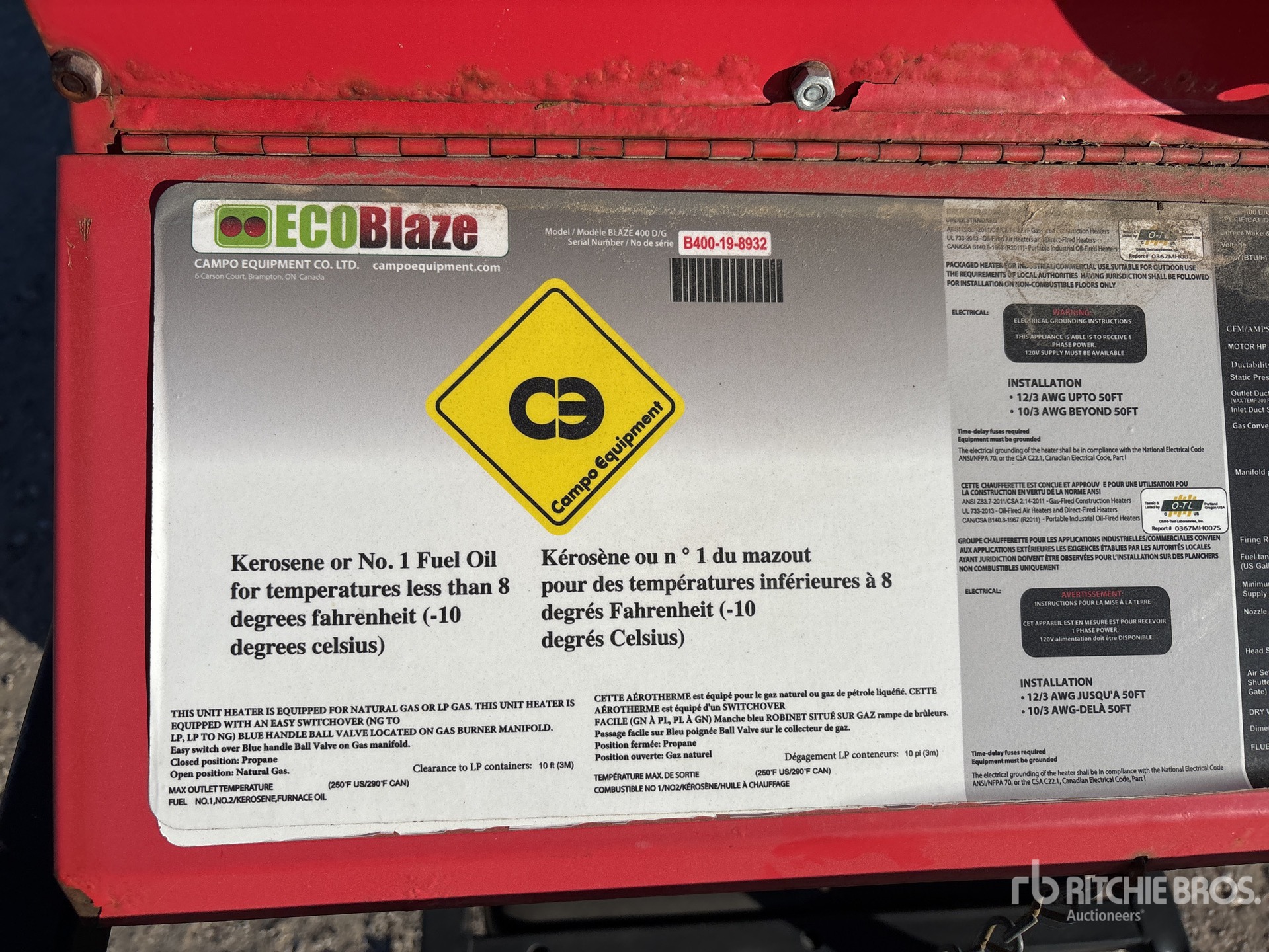 General Appearance with Serial Number / VIN