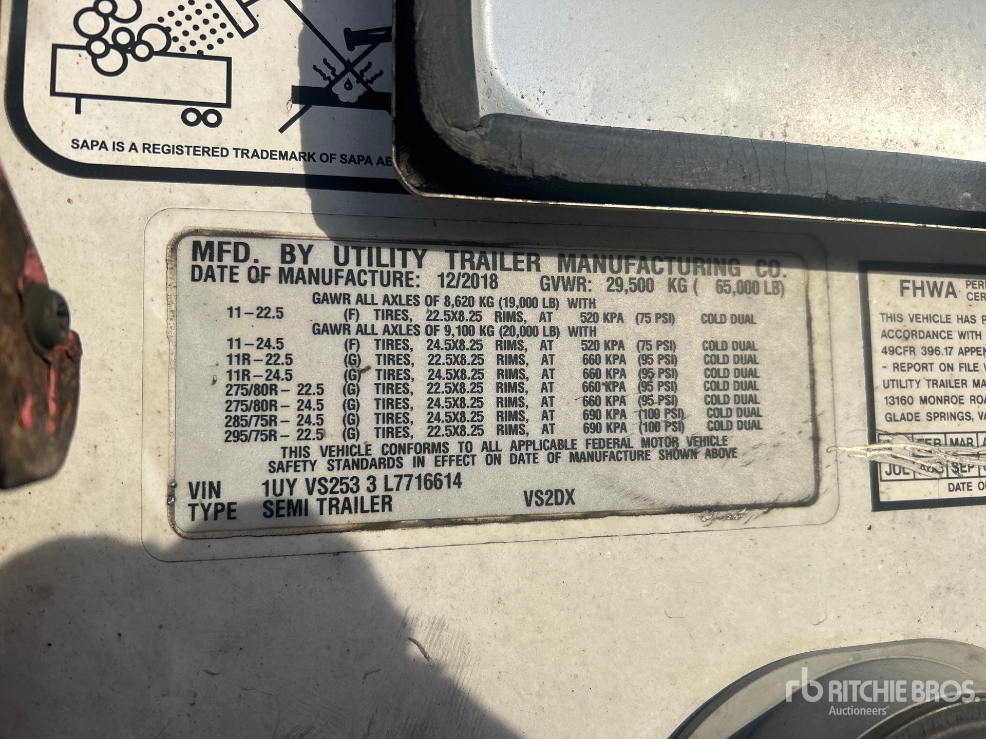 General Appearance with Serial Number / VIN