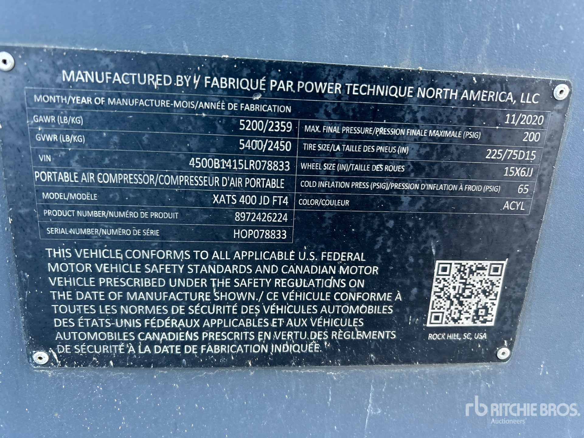 General Appearance with Serial Number / VIN