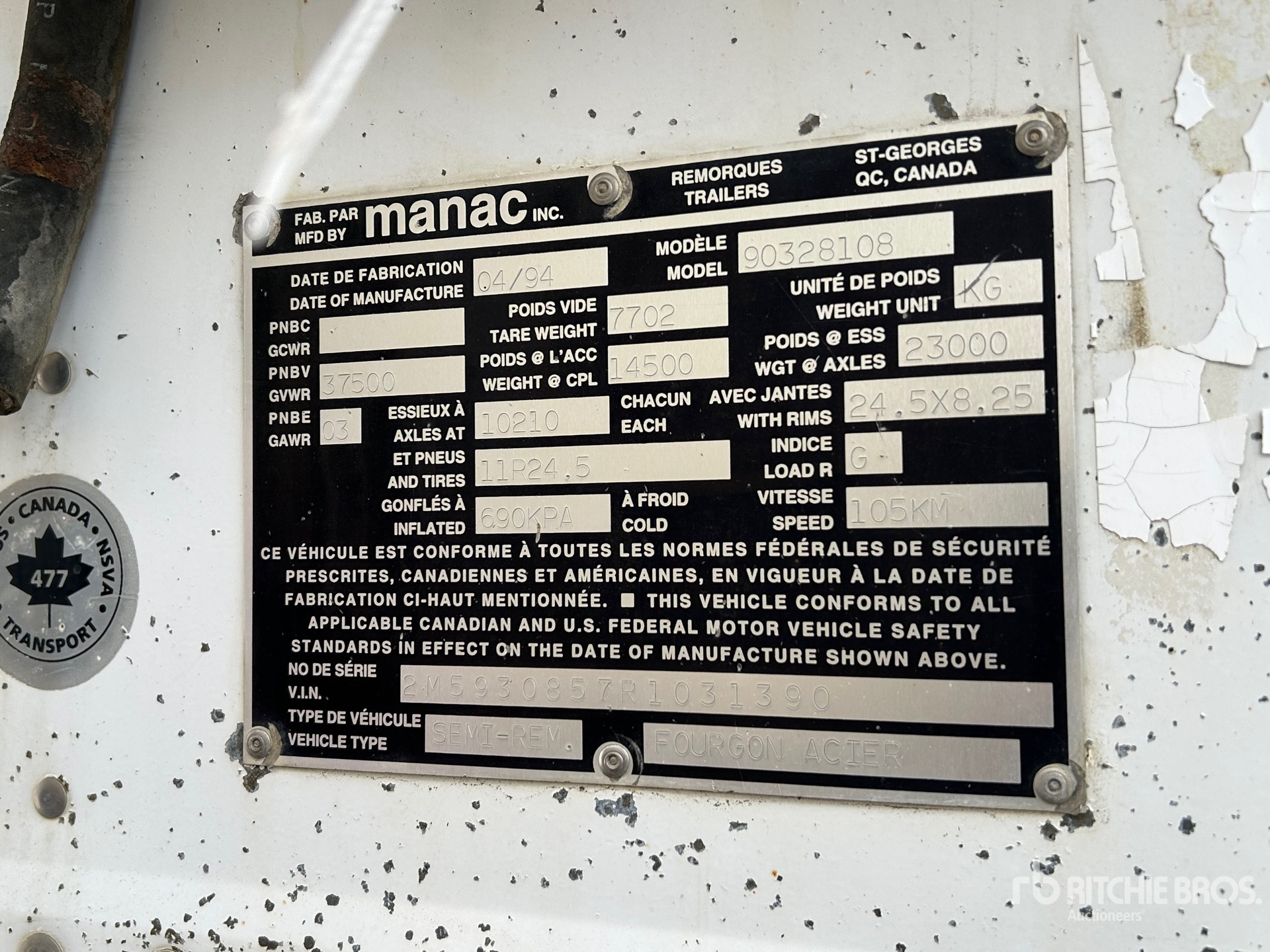 General Appearance with Serial Number / VIN