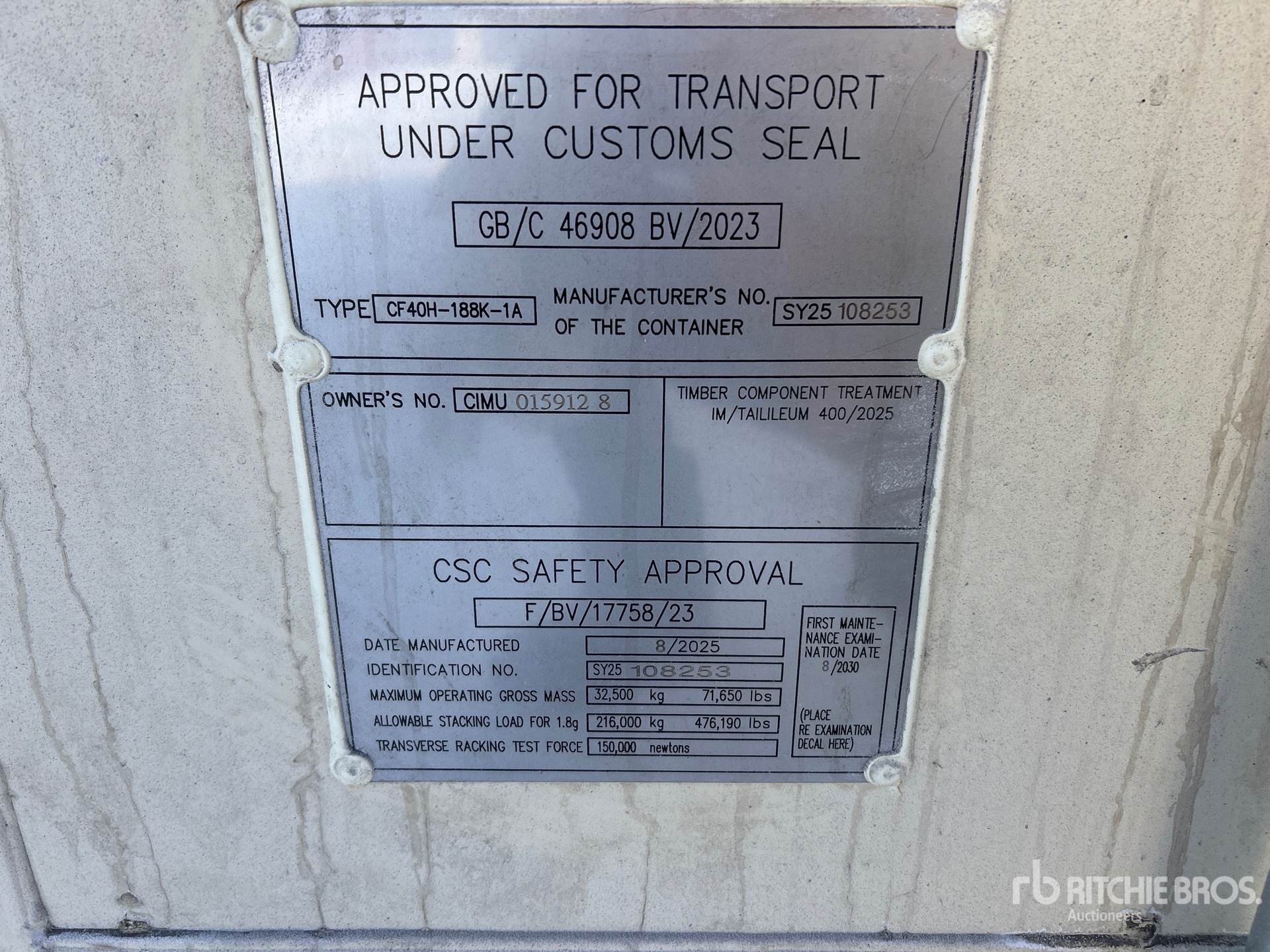 General Appearance with Serial Number / VIN