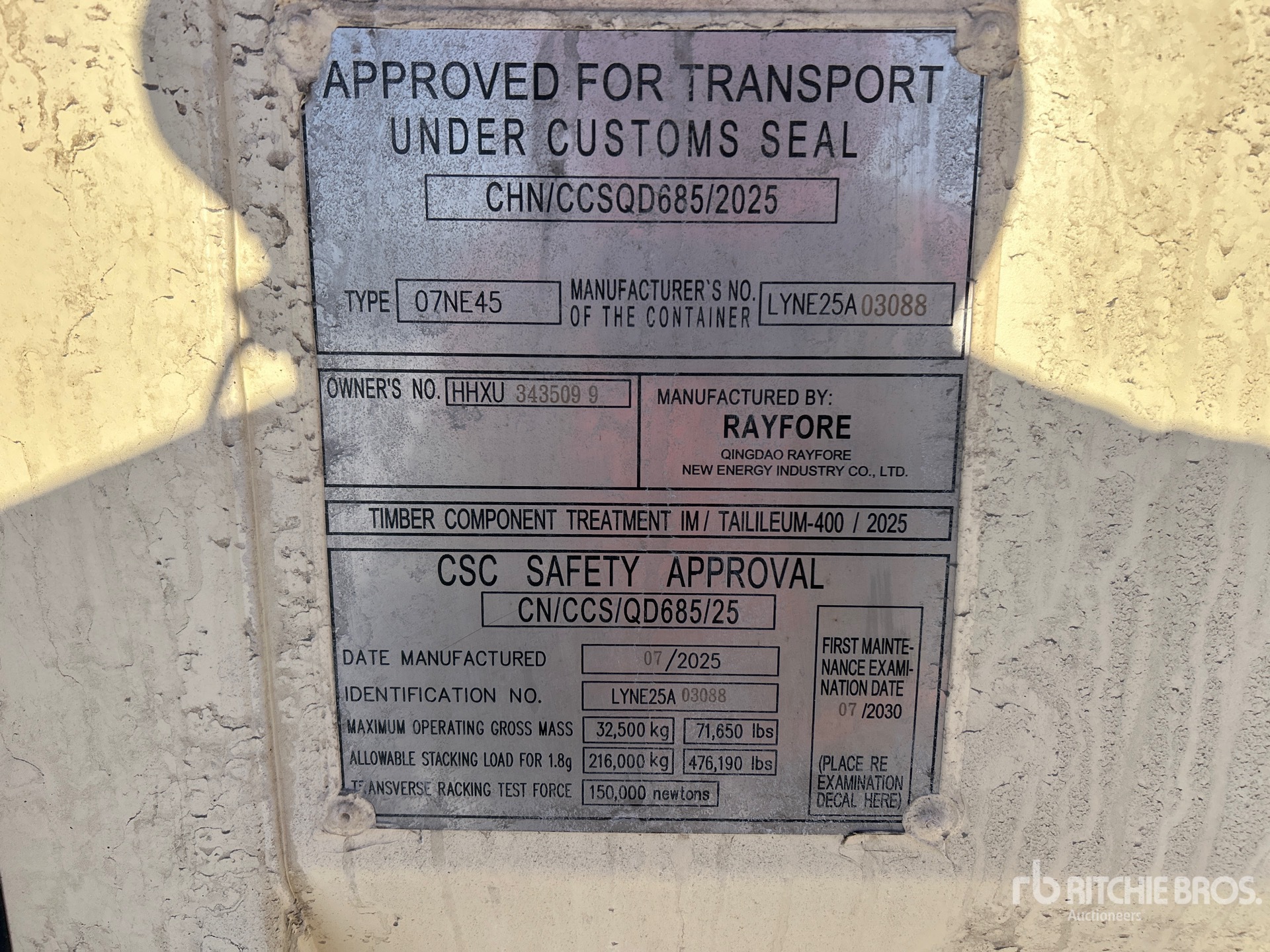 General Appearance with N.º de serie/VIN