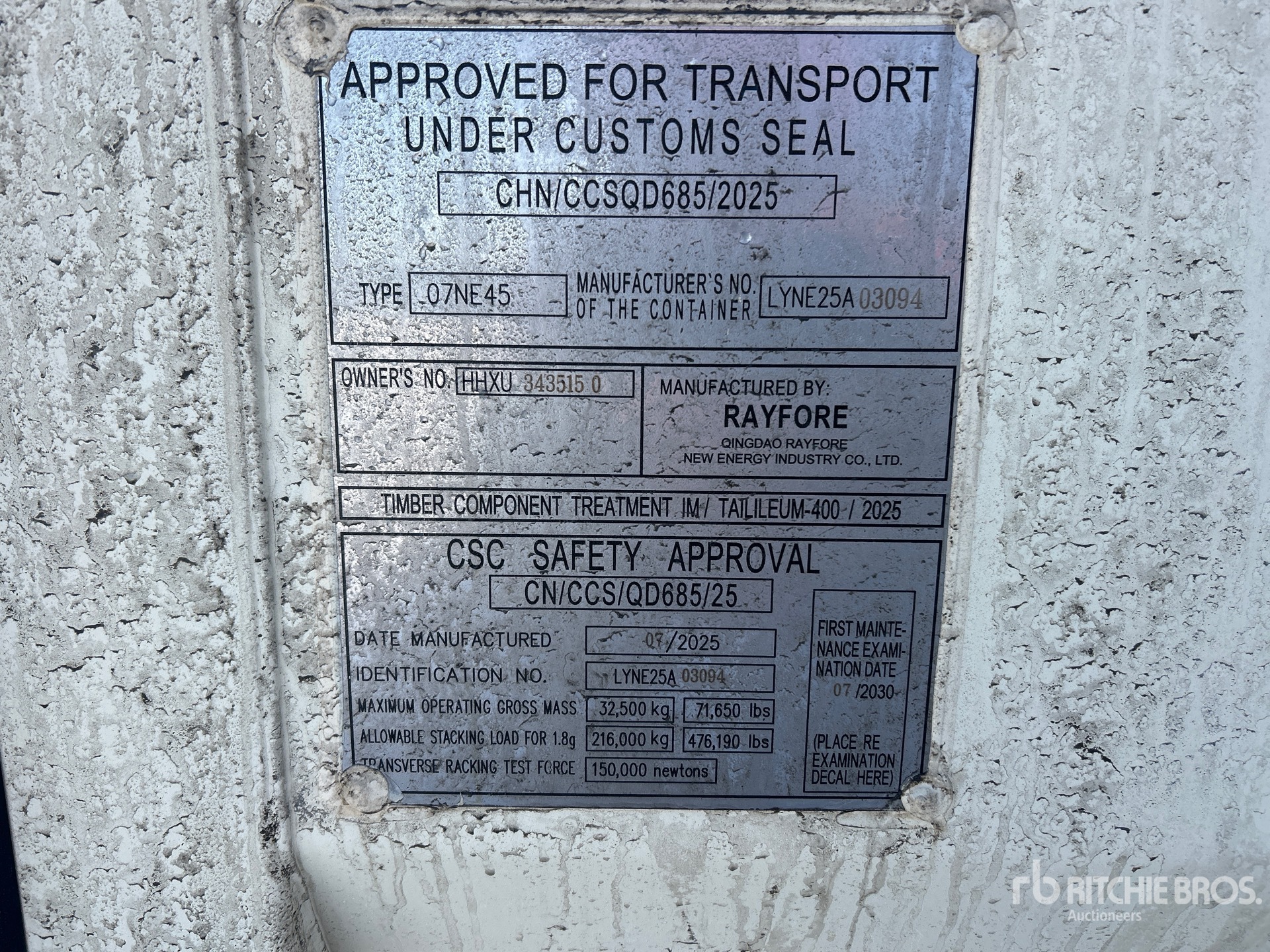 General Appearance with N.º de serie/VIN