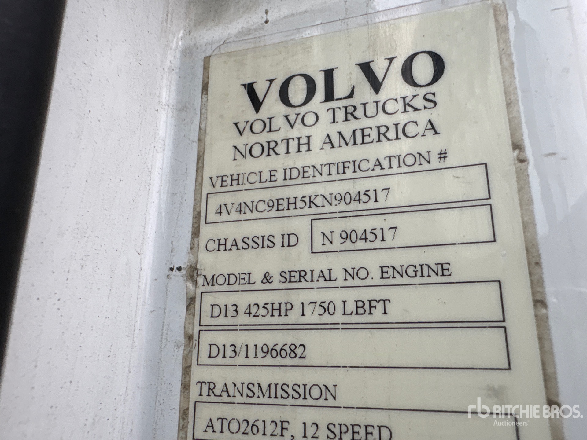 General Appearance with Serial Number / VIN