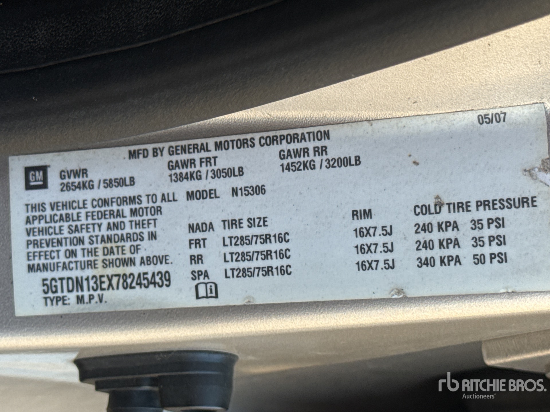 General Appearance with Serial Number / VIN