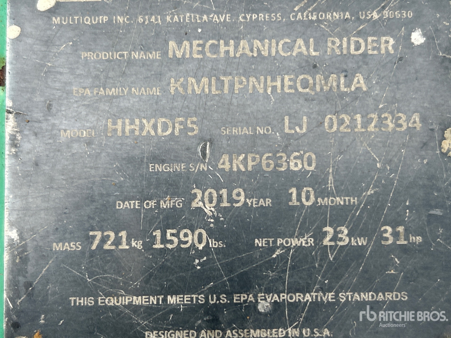 General Appearance with Serial Number / VIN