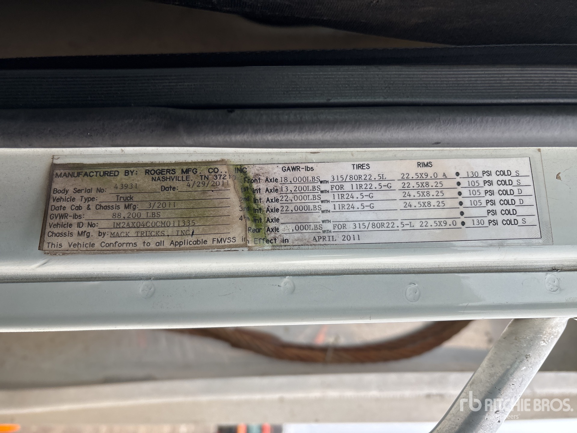 General Appearance with Serial Number / VIN