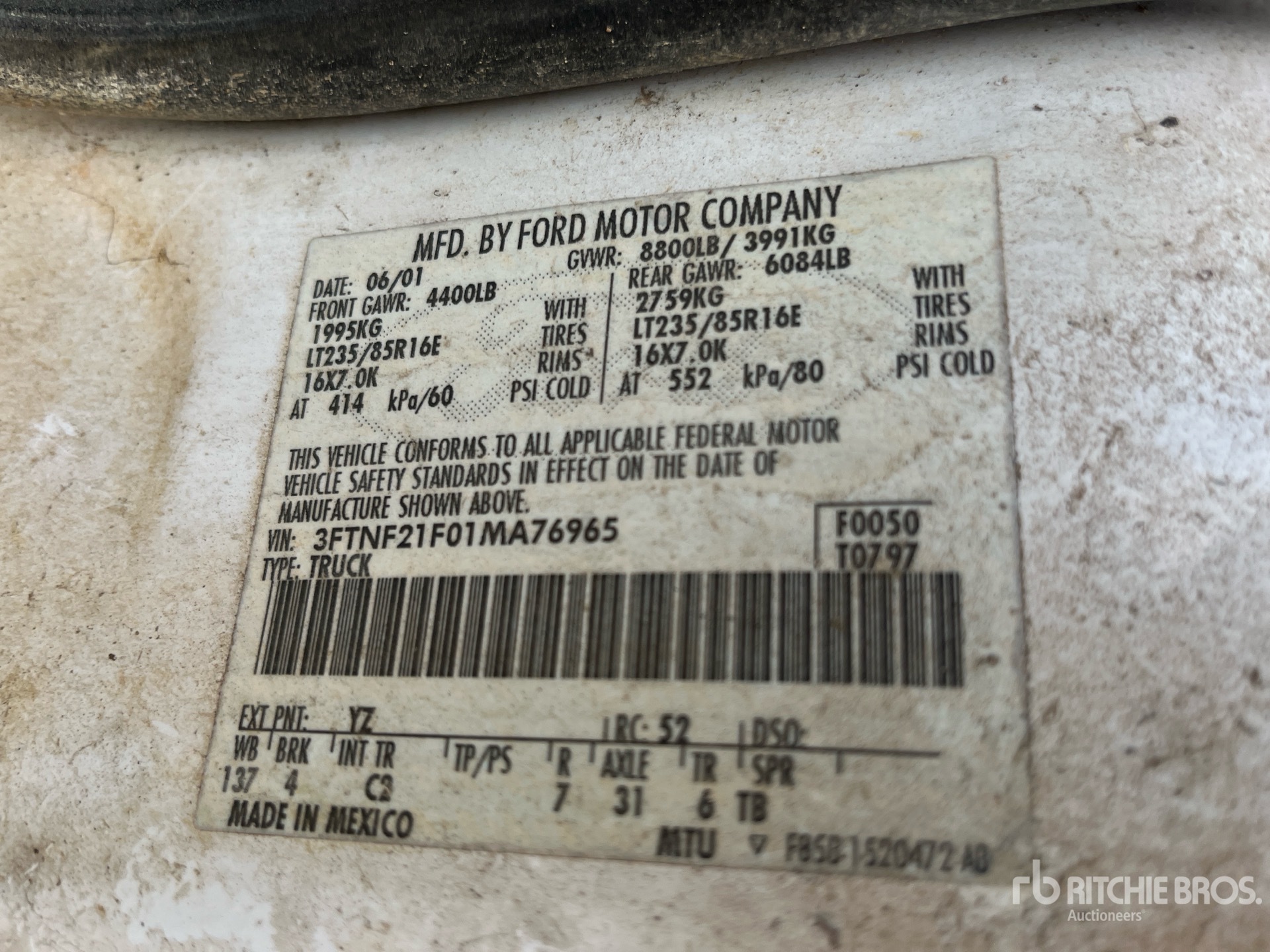 General Appearance with Serial Number / VIN