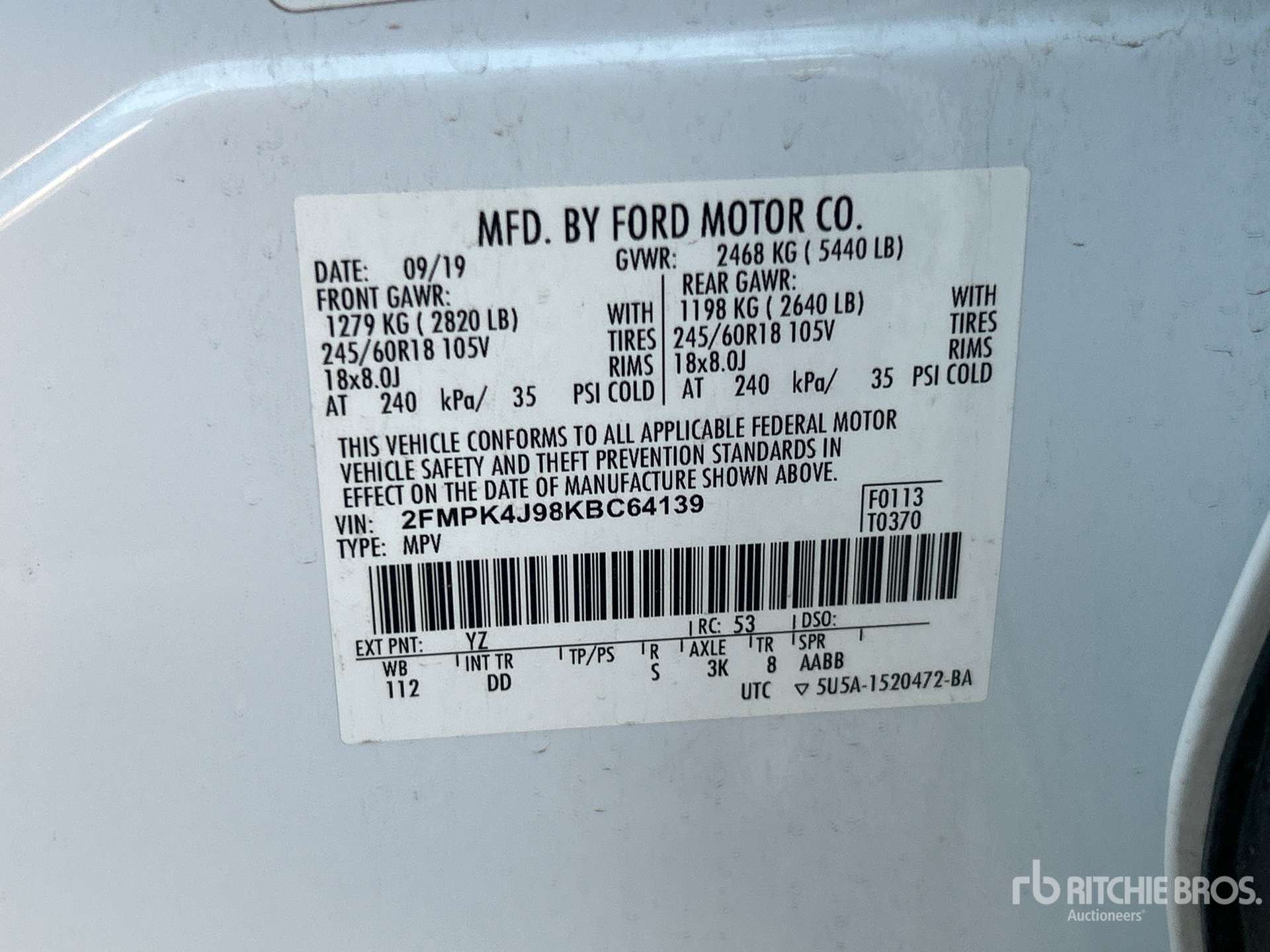 General Appearance with Serial Number / VIN