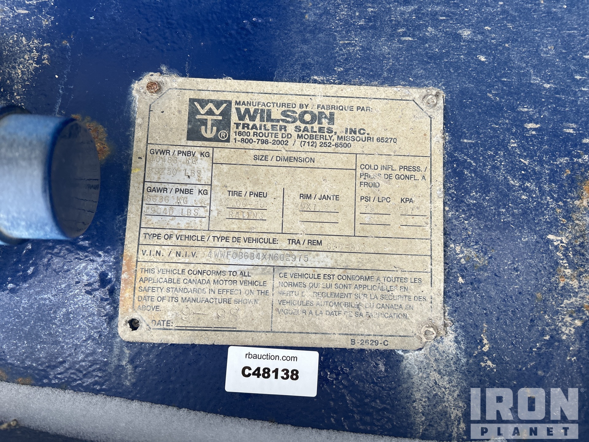 General Appearance with Serial Number / VIN