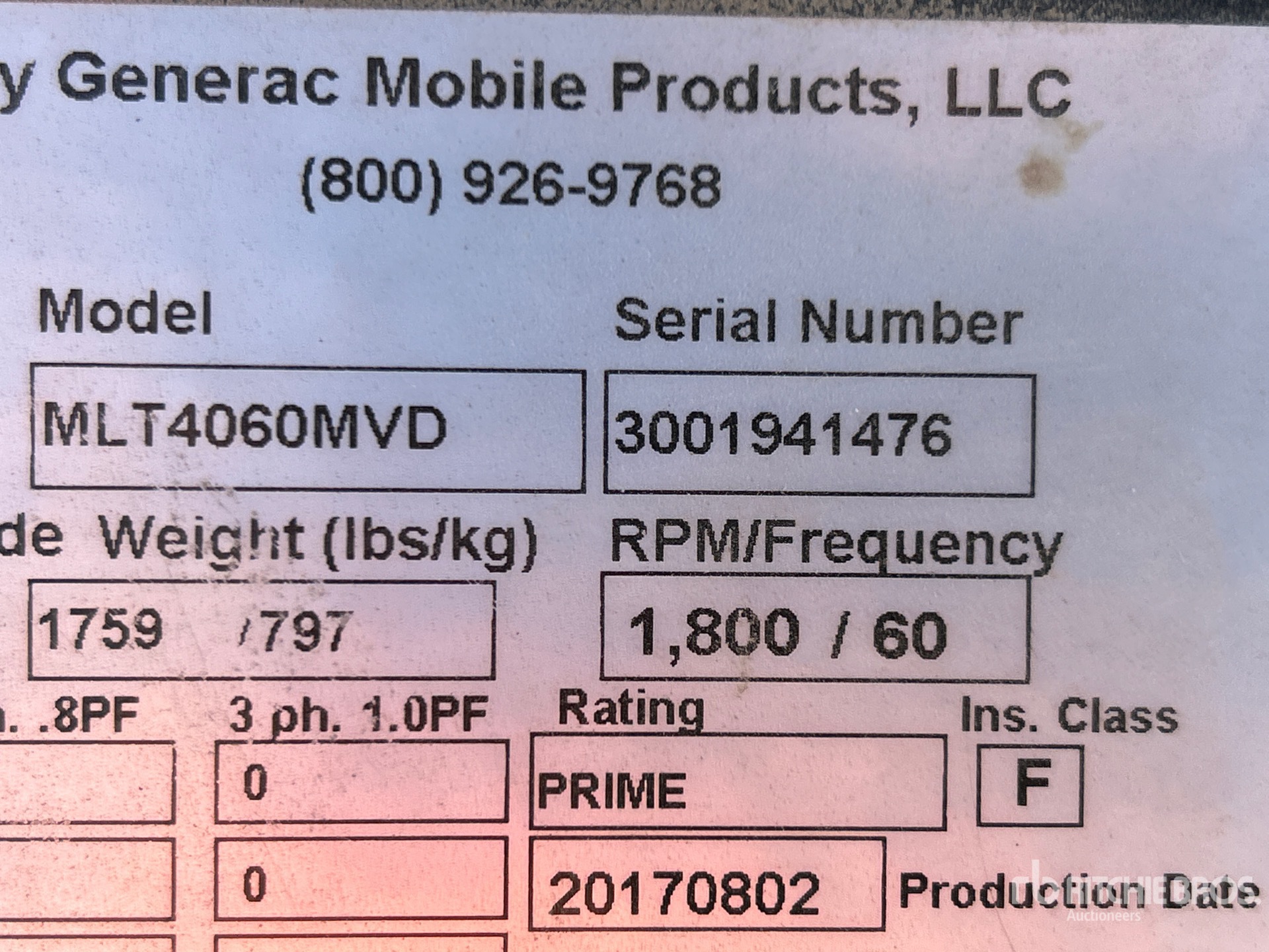 General Appearance with Serial Number / VIN
