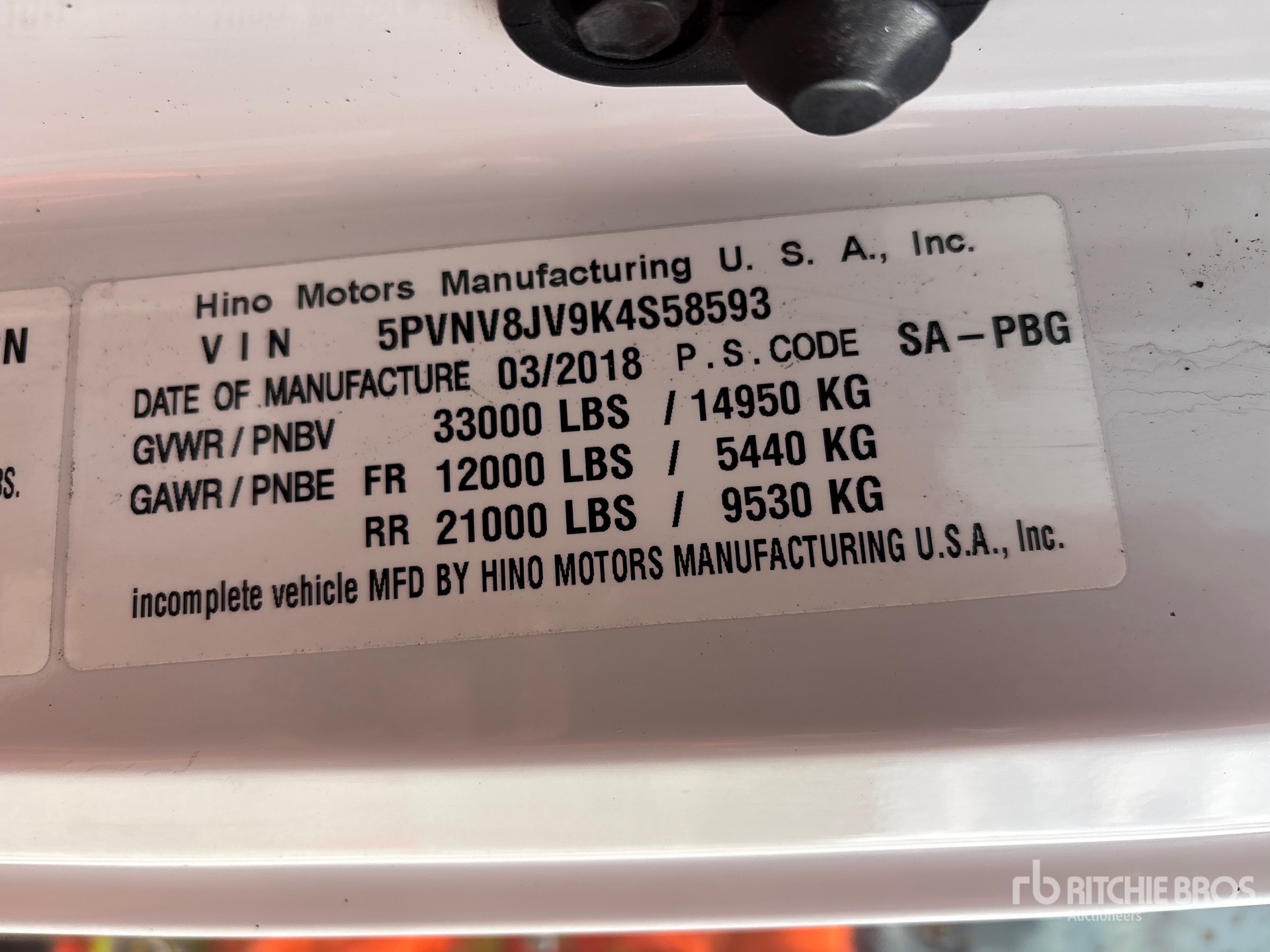 General Appearance with Numero seriale/numero d’identificazione del veicolo (VIN)