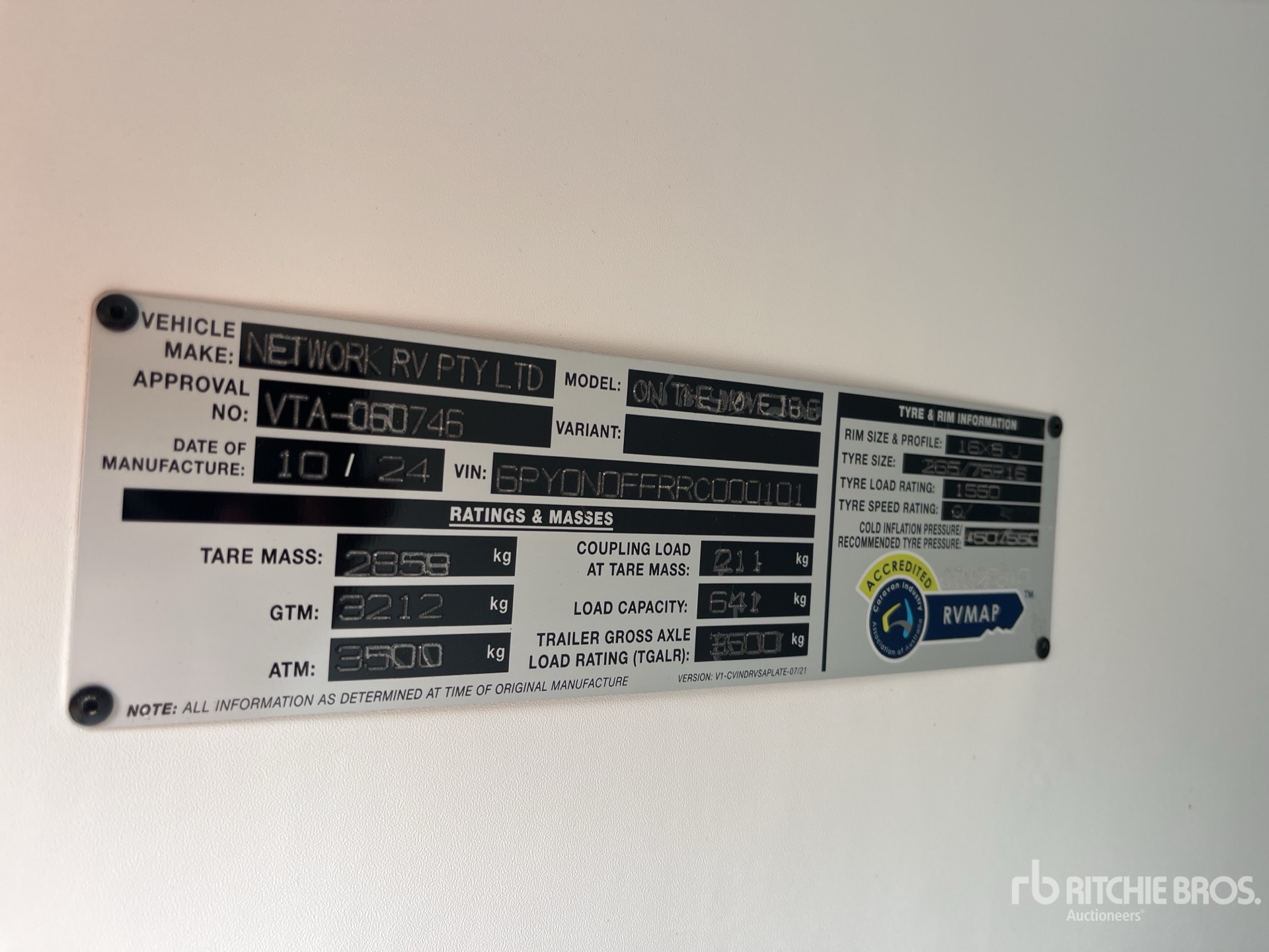 General Appearance with Serial Number / VIN