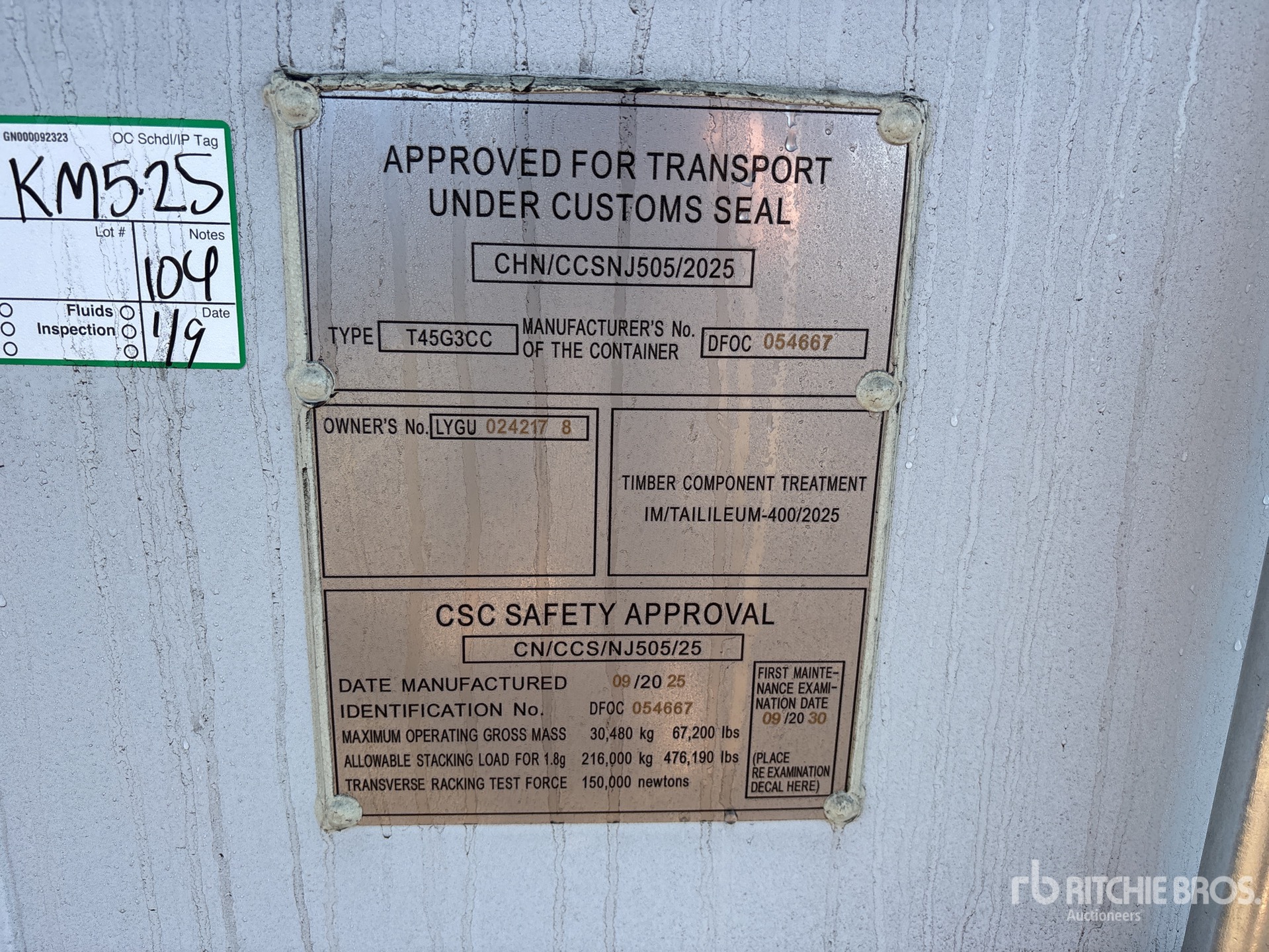 General Appearance with Serial Number / VIN