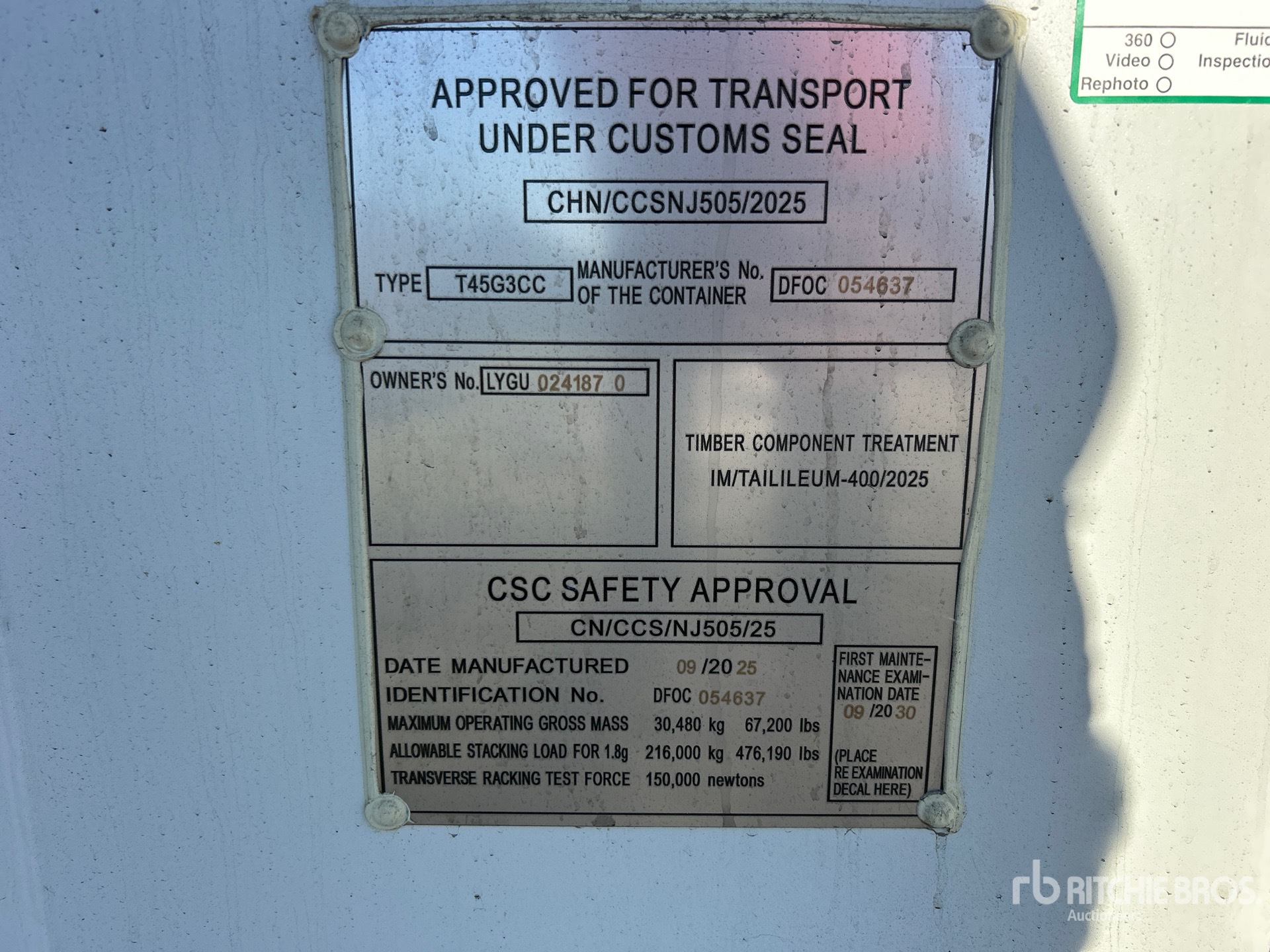 General Appearance with Serial Number / VIN