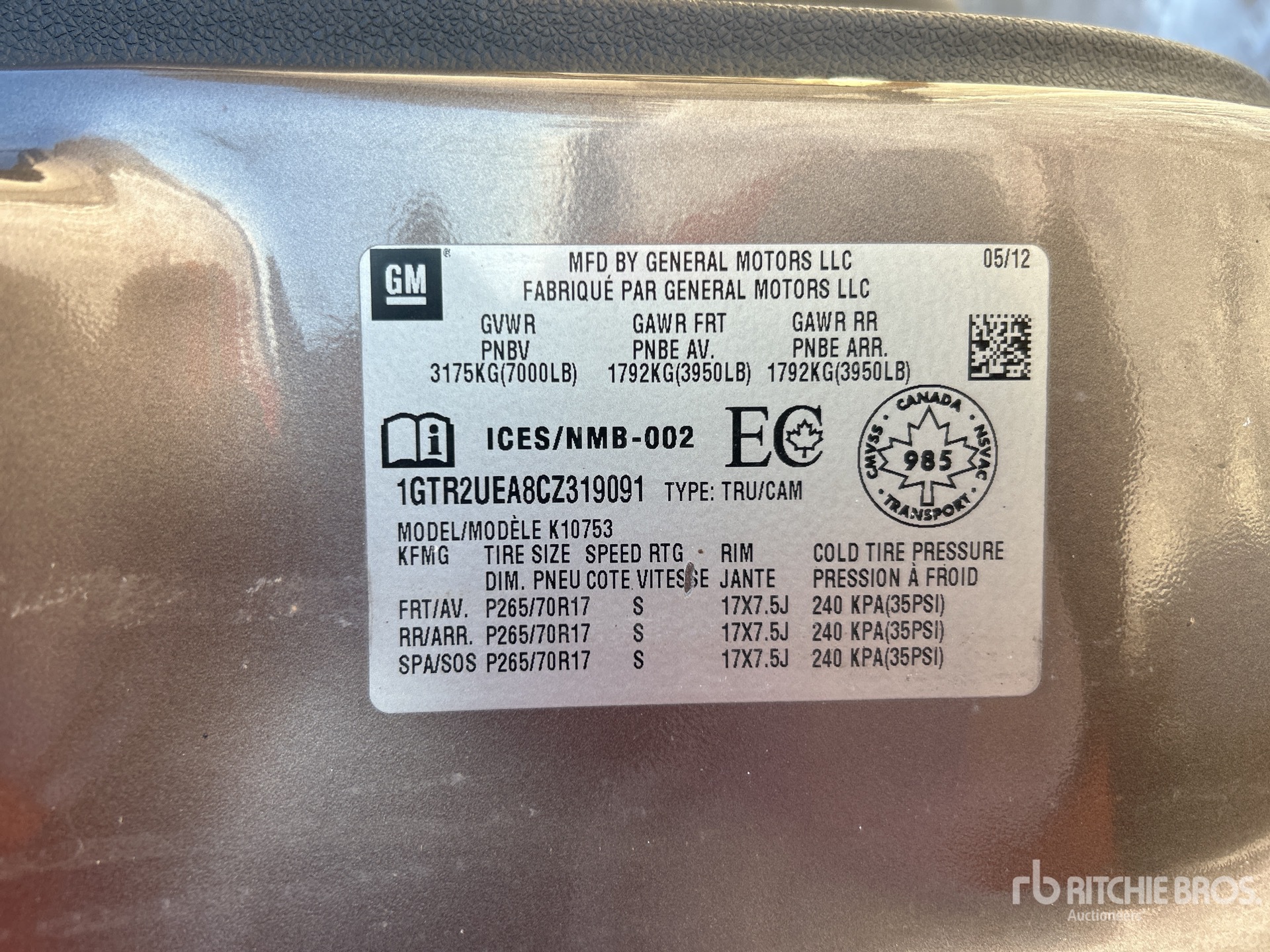 General Appearance with Serial Number / VIN