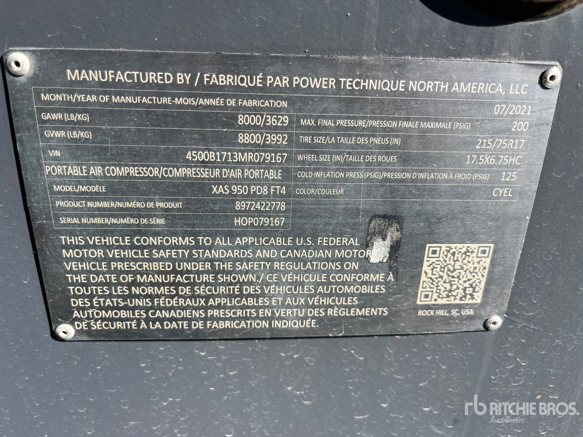 General Appearance with Serial Number / VIN