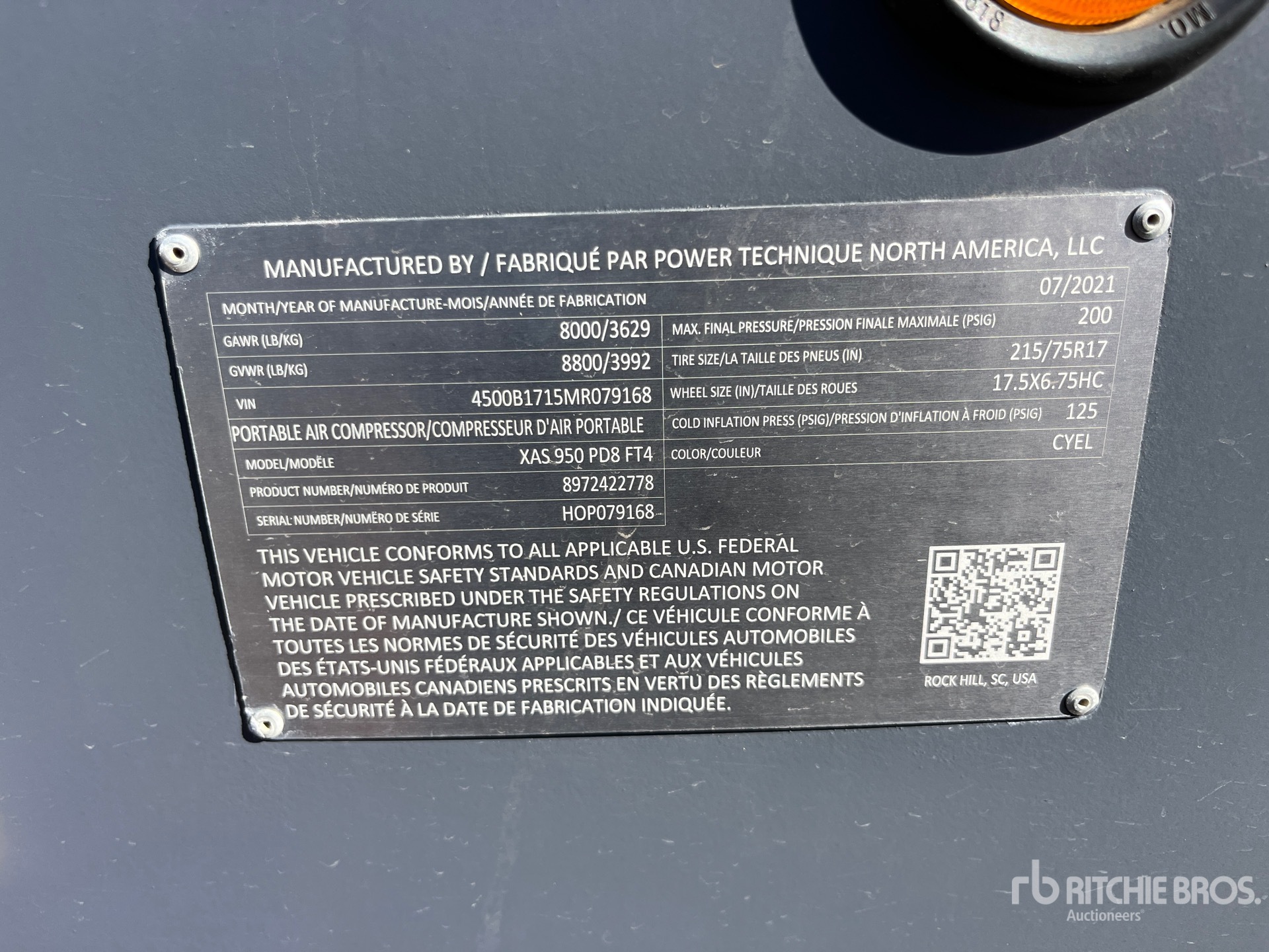 General Appearance with Serial Number / VIN