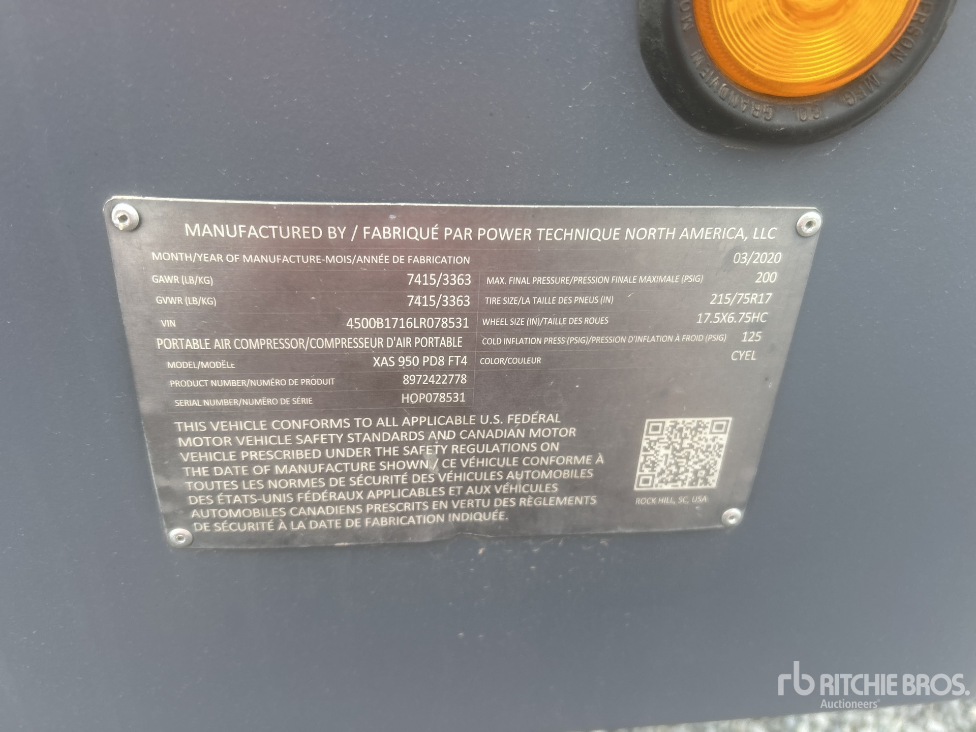 General Appearance with Serial Number / VIN