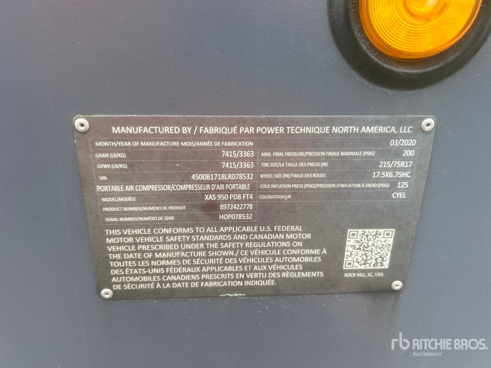 General Appearance with Unit Serial Number