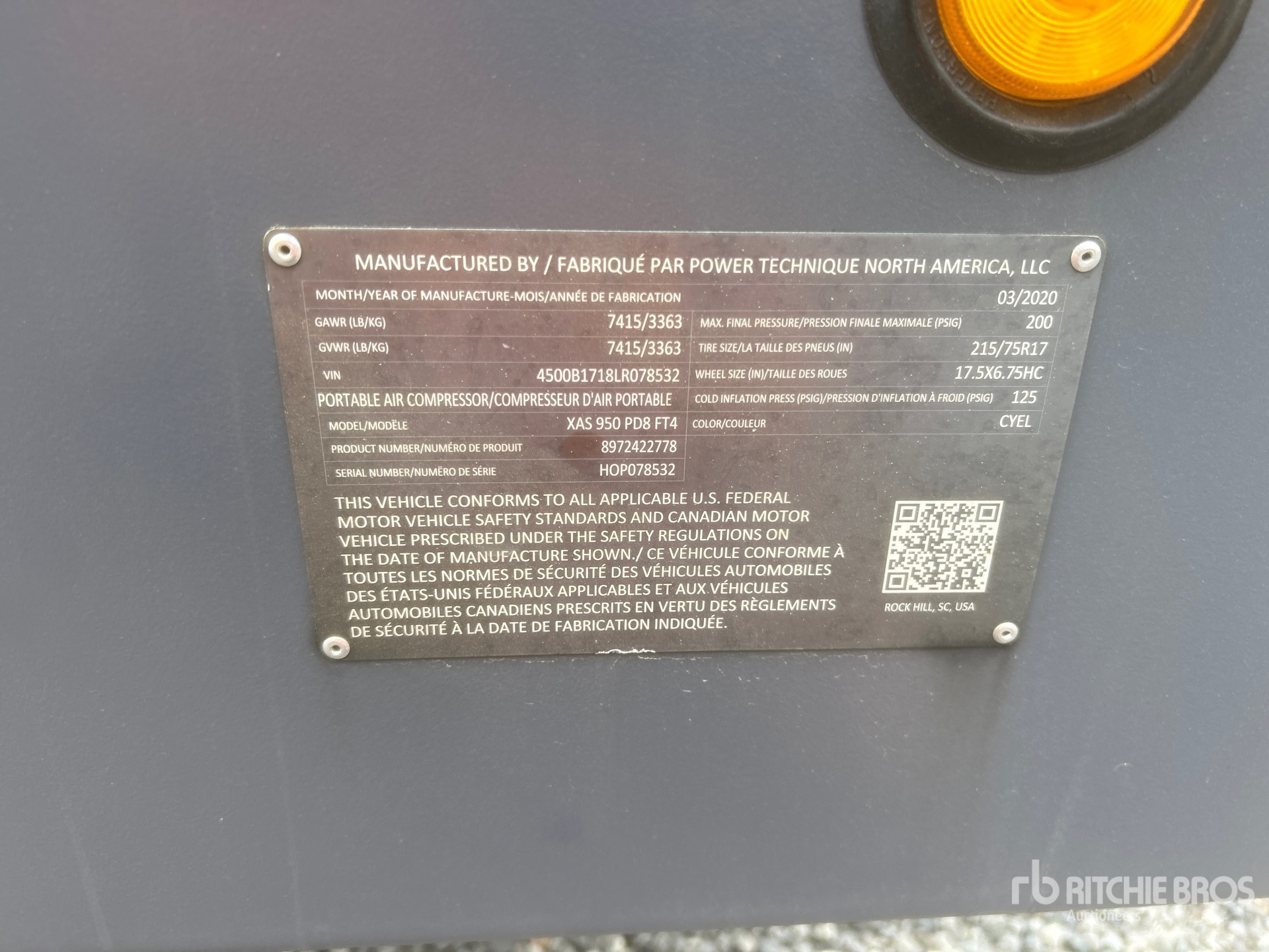 General Appearance with Serial Number / VIN