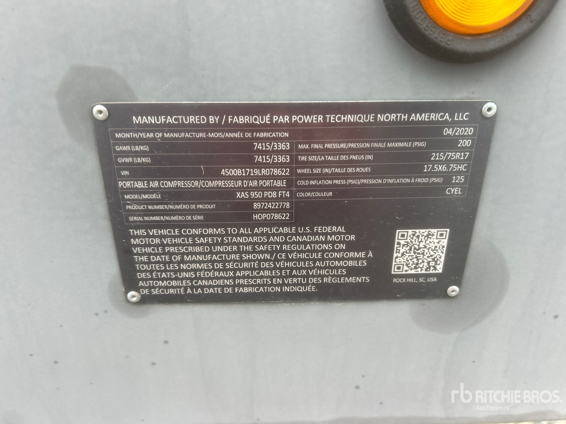 General Appearance with Serial Number / VIN