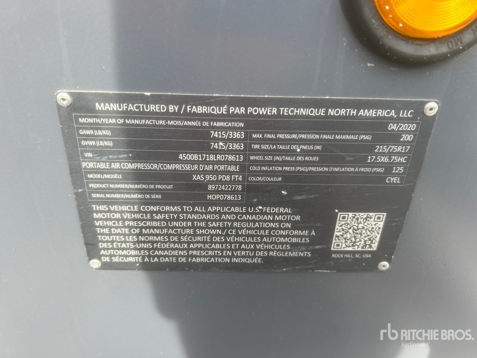 General Appearance with Serial Number / VIN