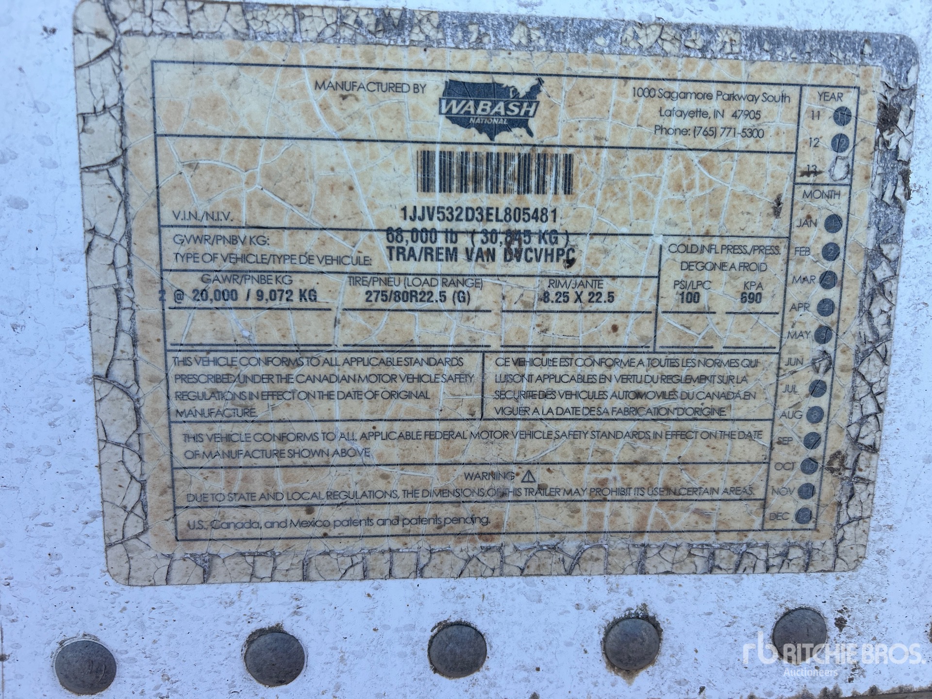 General Appearance with Serial Number / VIN