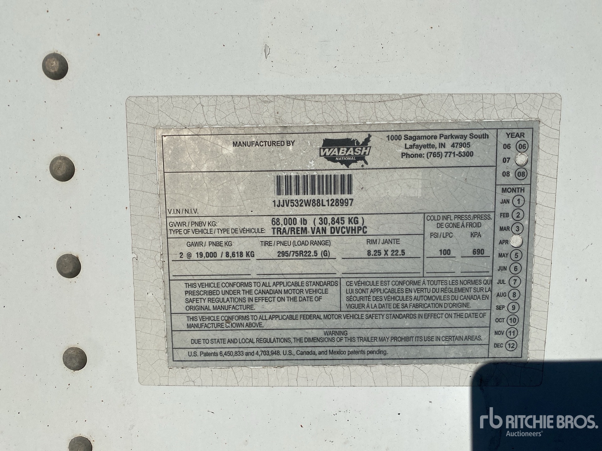 General Appearance with Serial Number / VIN