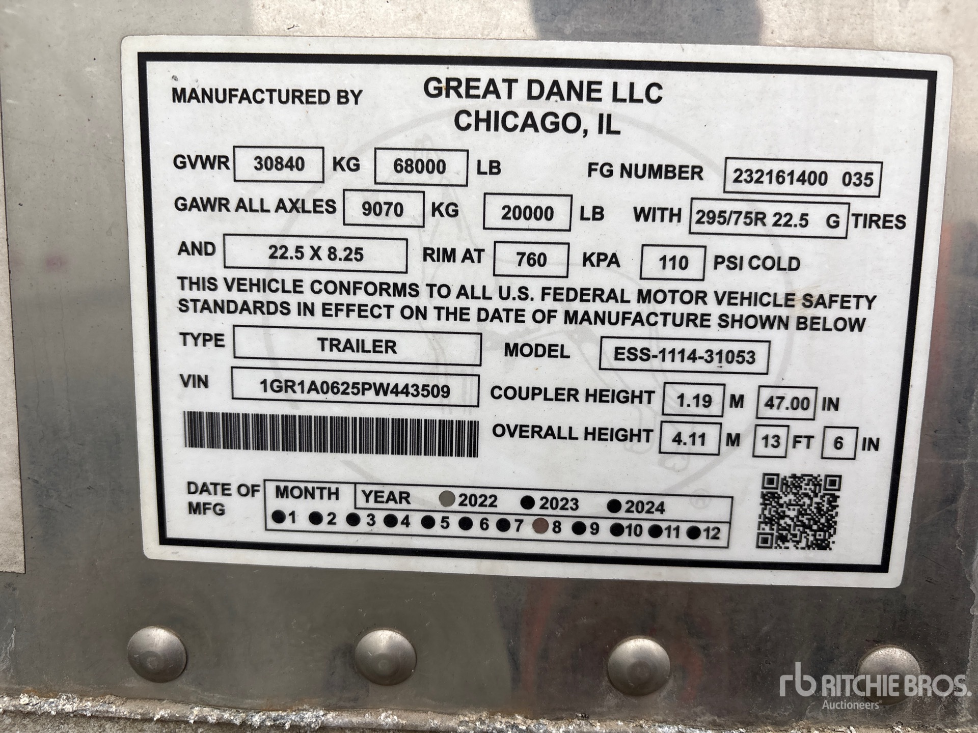 General Appearance with Serial Number / VIN