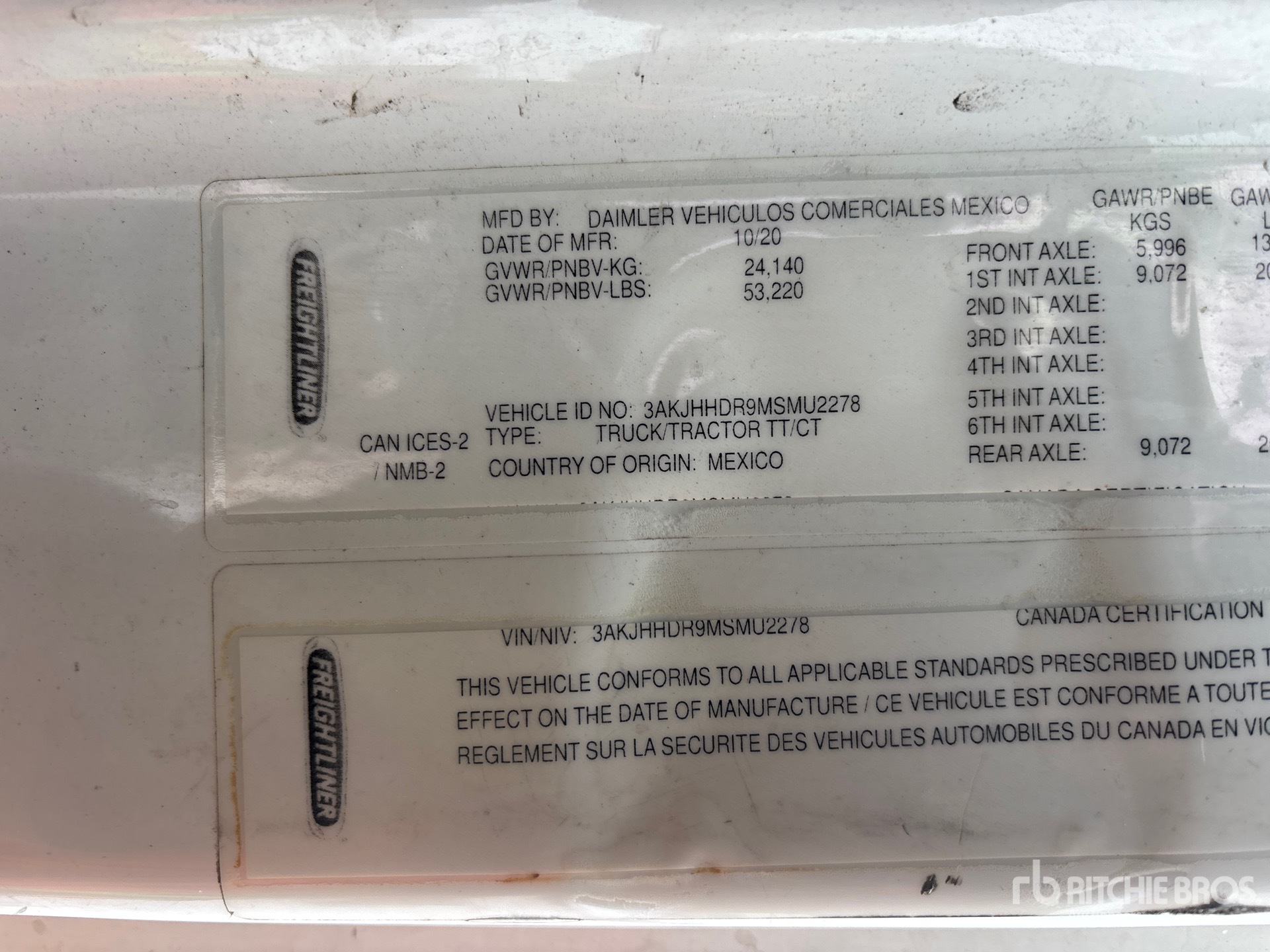 General Appearance with Serial Number / VIN