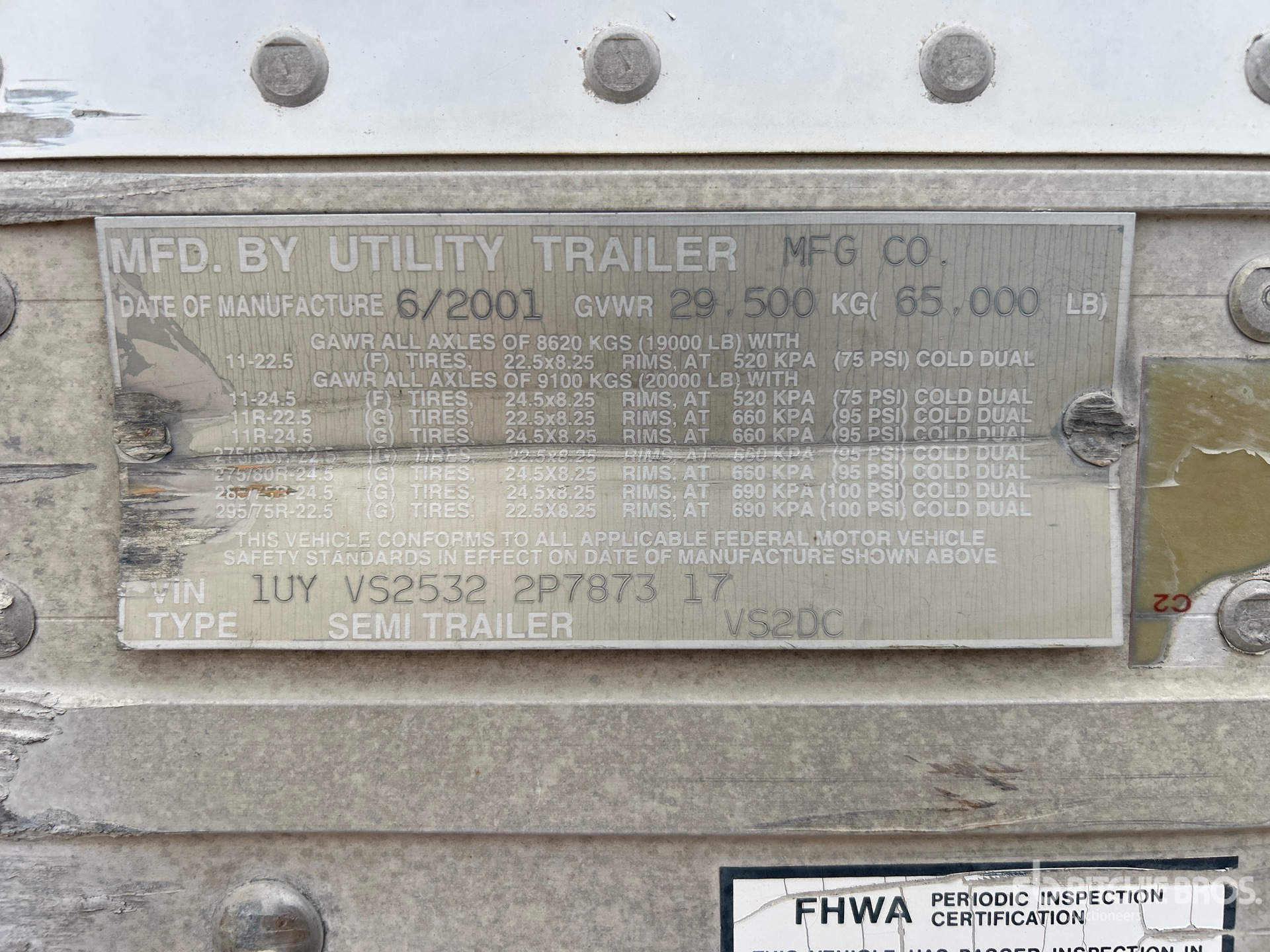 General Appearance with Serial Number / VIN