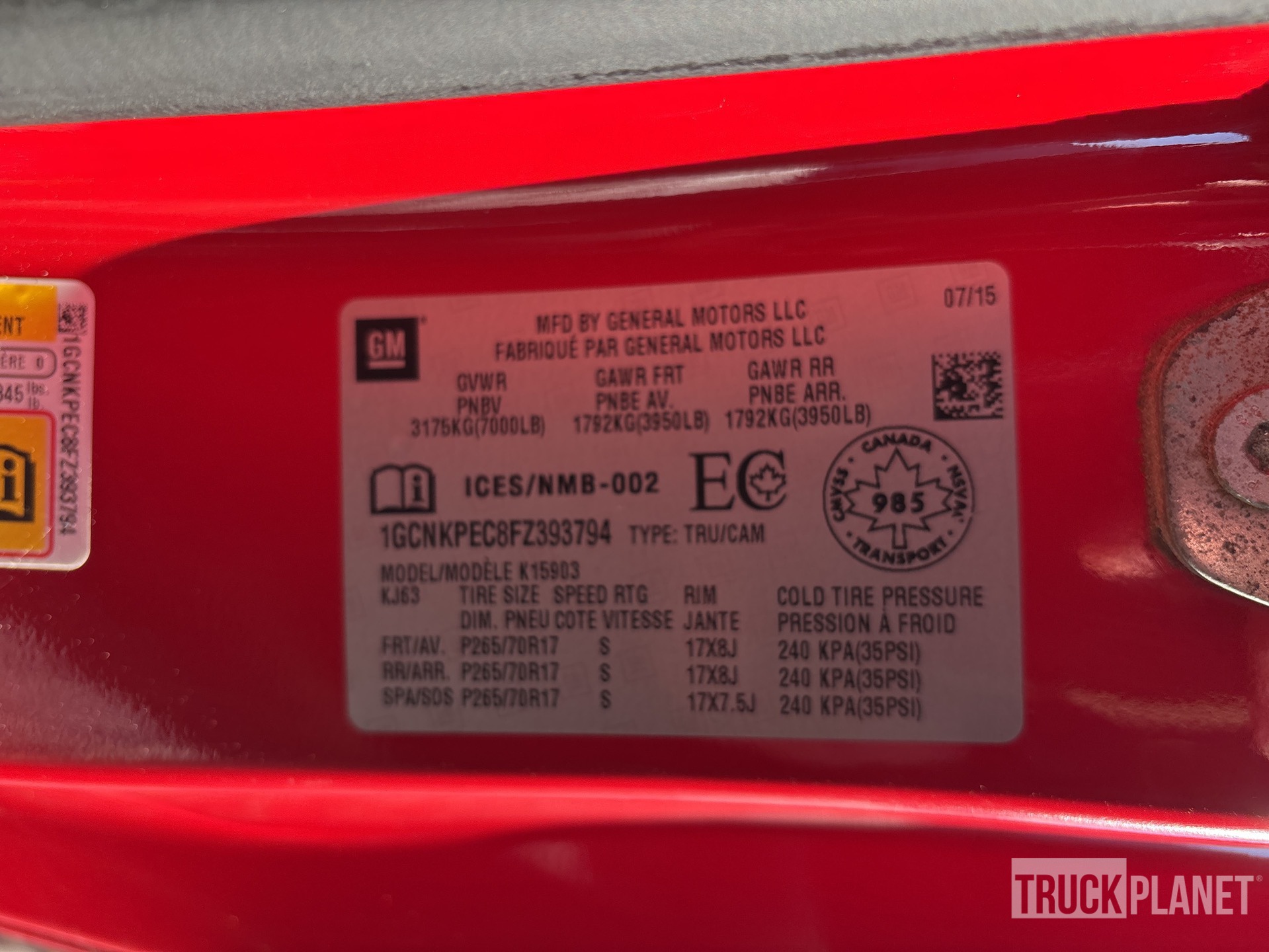 General Appearance with Serial Number / VIN